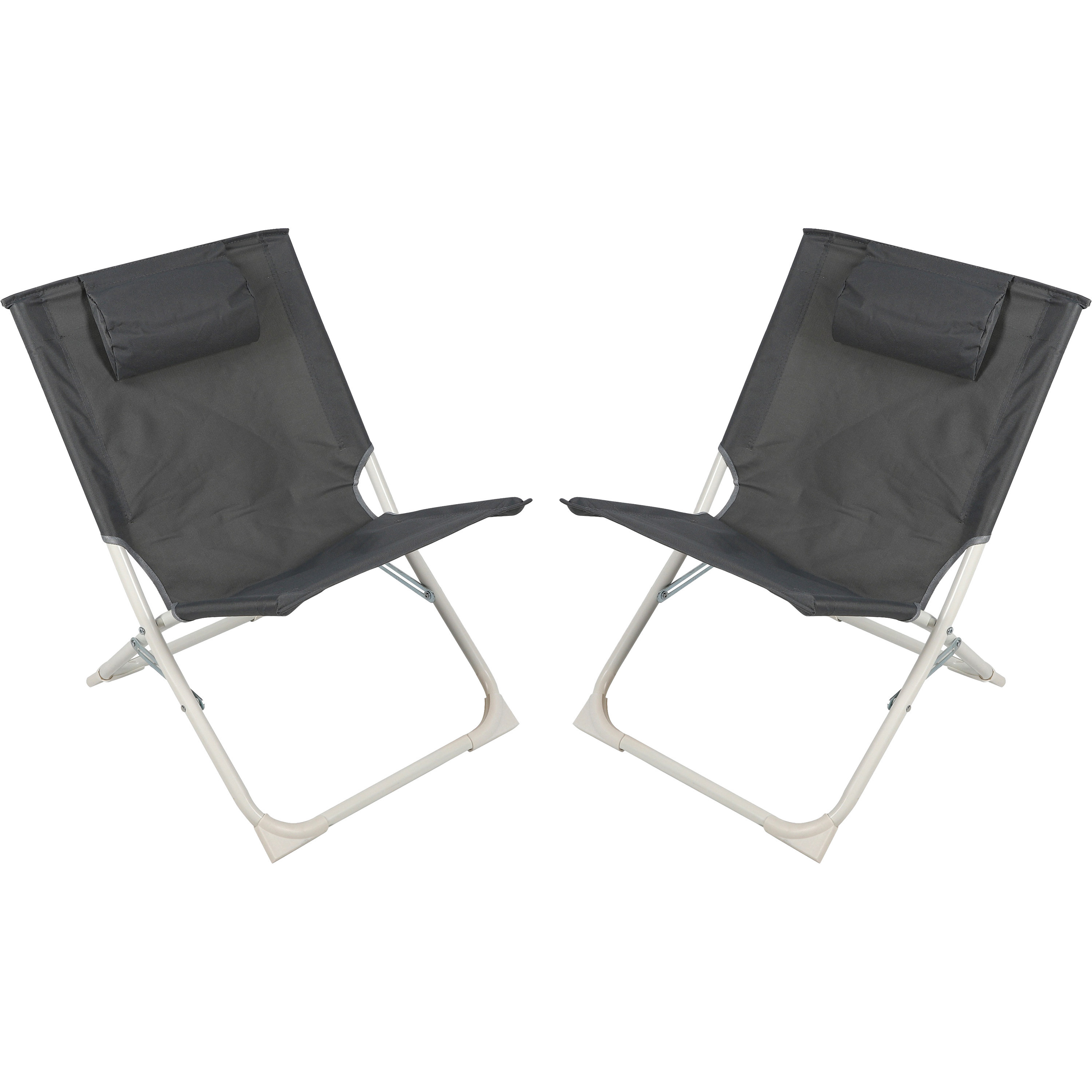 Sunnydays Havana camping-strand stoel 2x aluminium inklapbaar grijs L49 x B62 x H61 cm