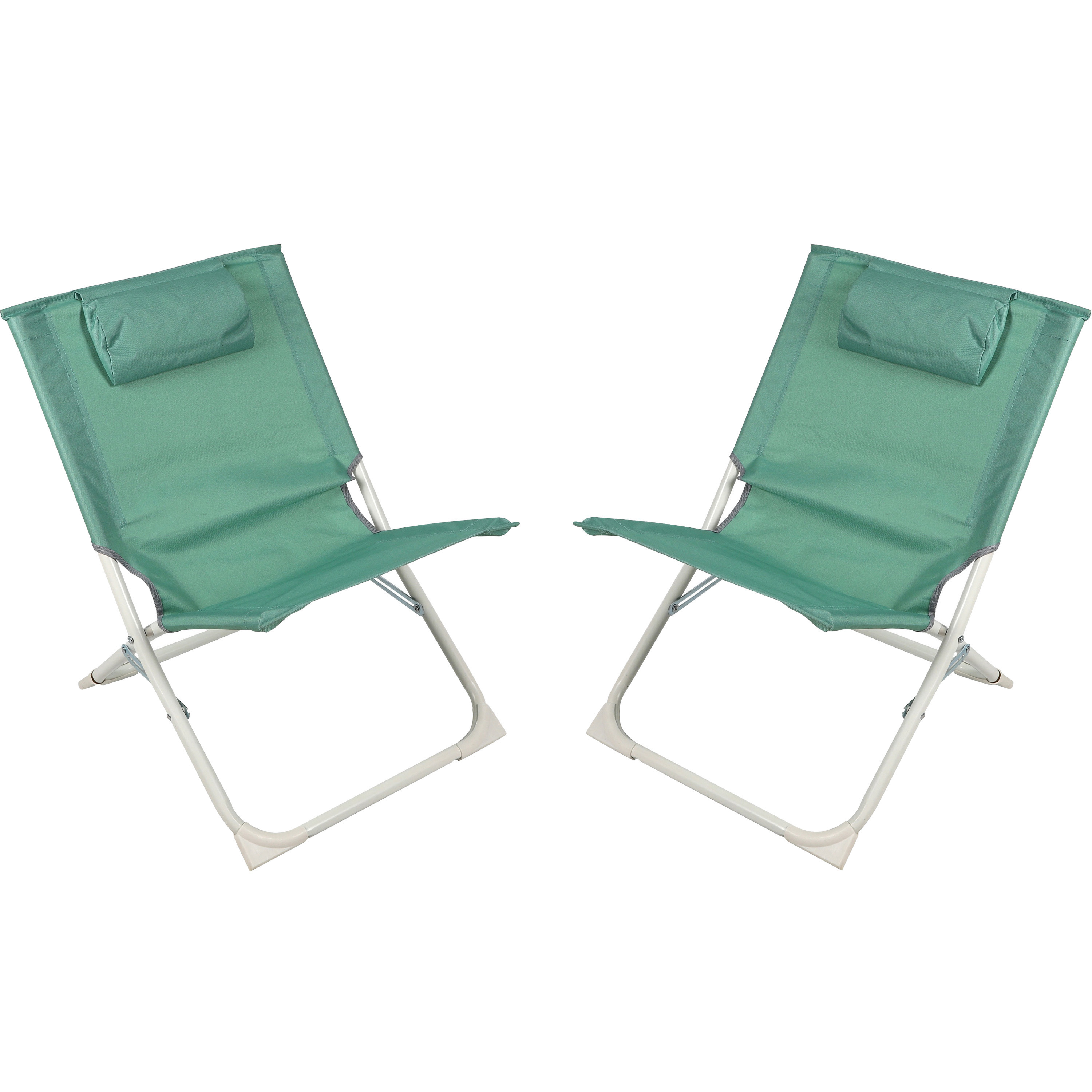 Sunnydays Havana camping-strand stoel 2x aluminium inklapbaar groen L49 x B62 x H61 cm