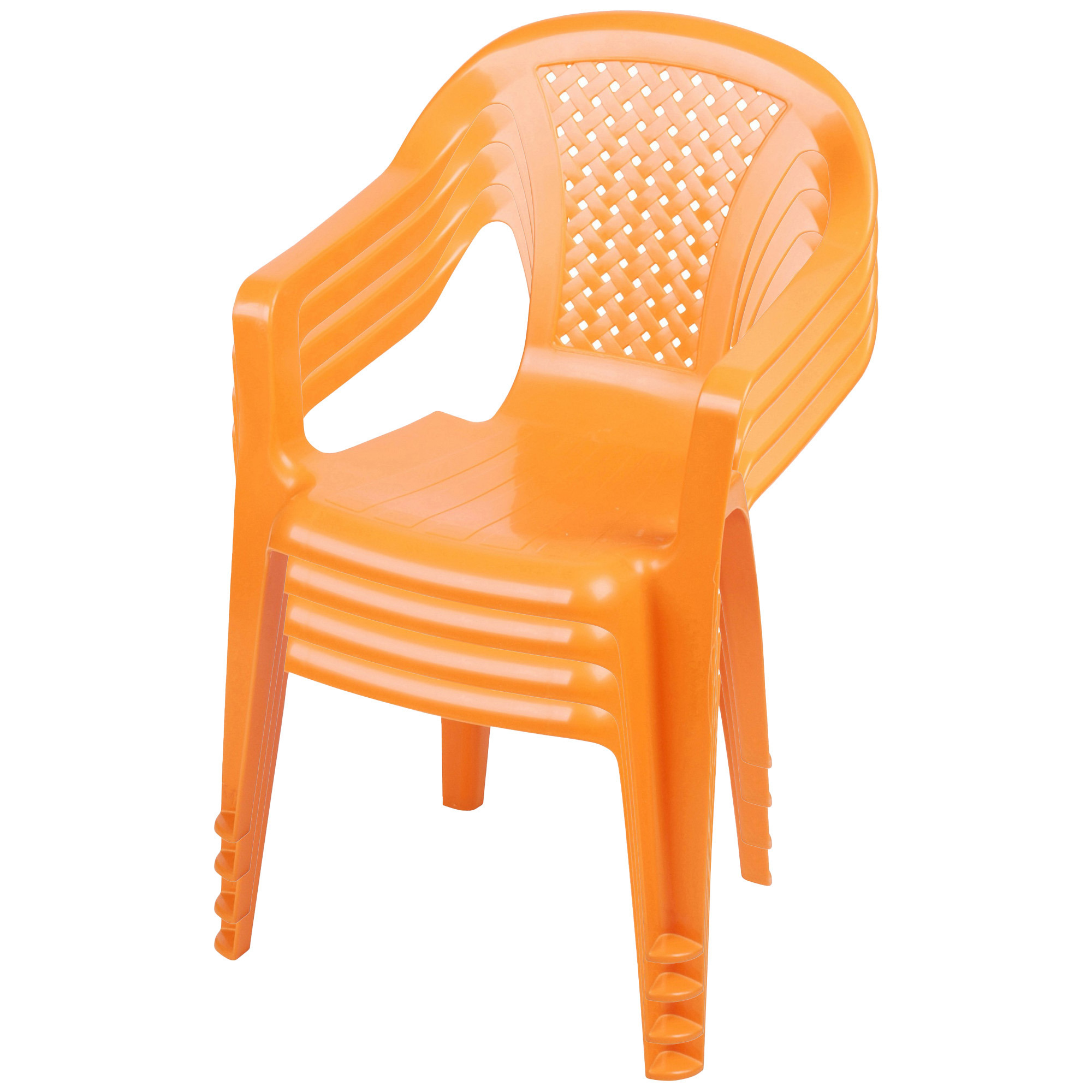 Sunnydays Kinderstoel 4x oranje kunststof buiten-binnen L37 x B35 x H52 cm tuinstoelen