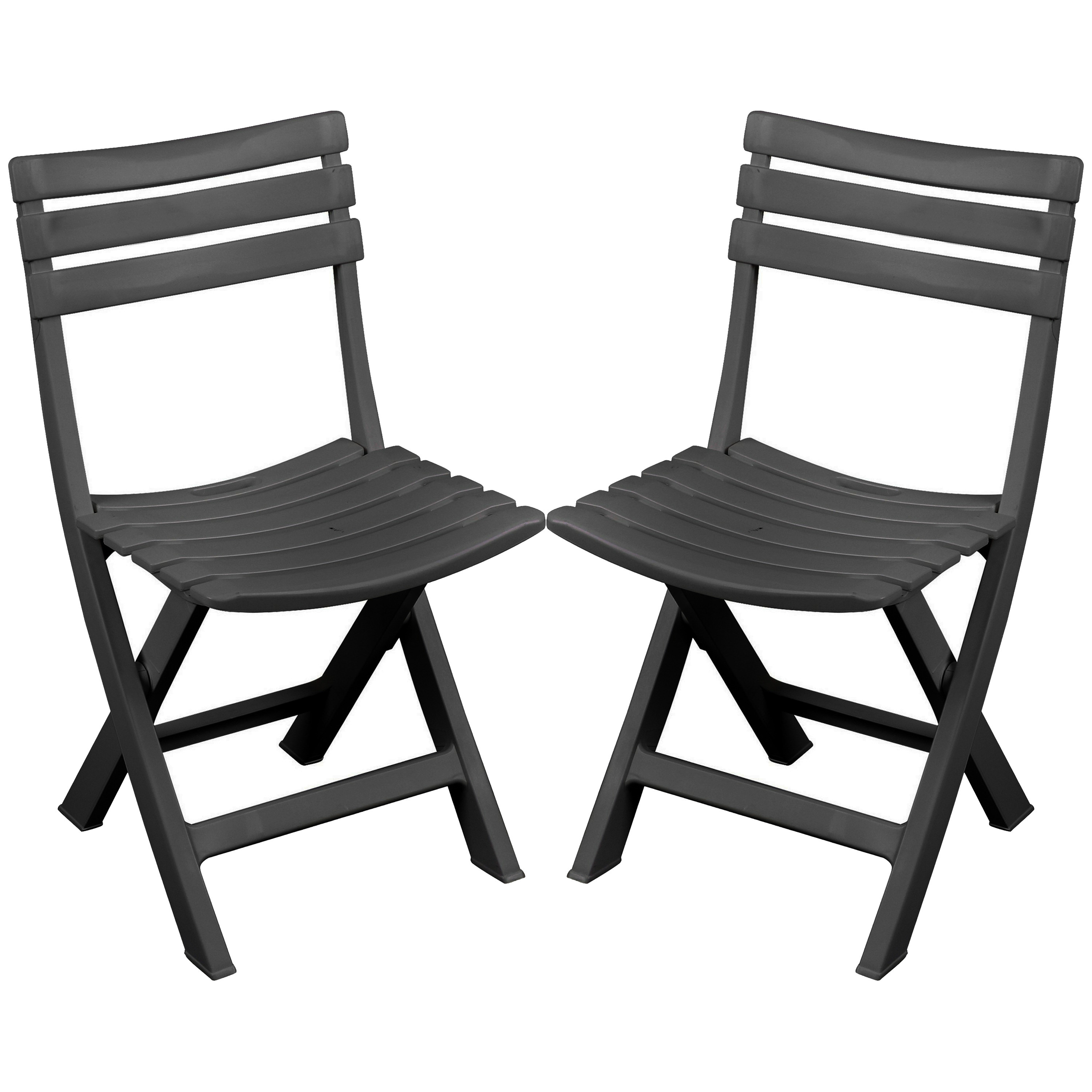 Sunnydays Klapstoel voor buiten-binnen 2x donkergrijs 41 x 79 cm stevig kunststof Bijzet stoelen