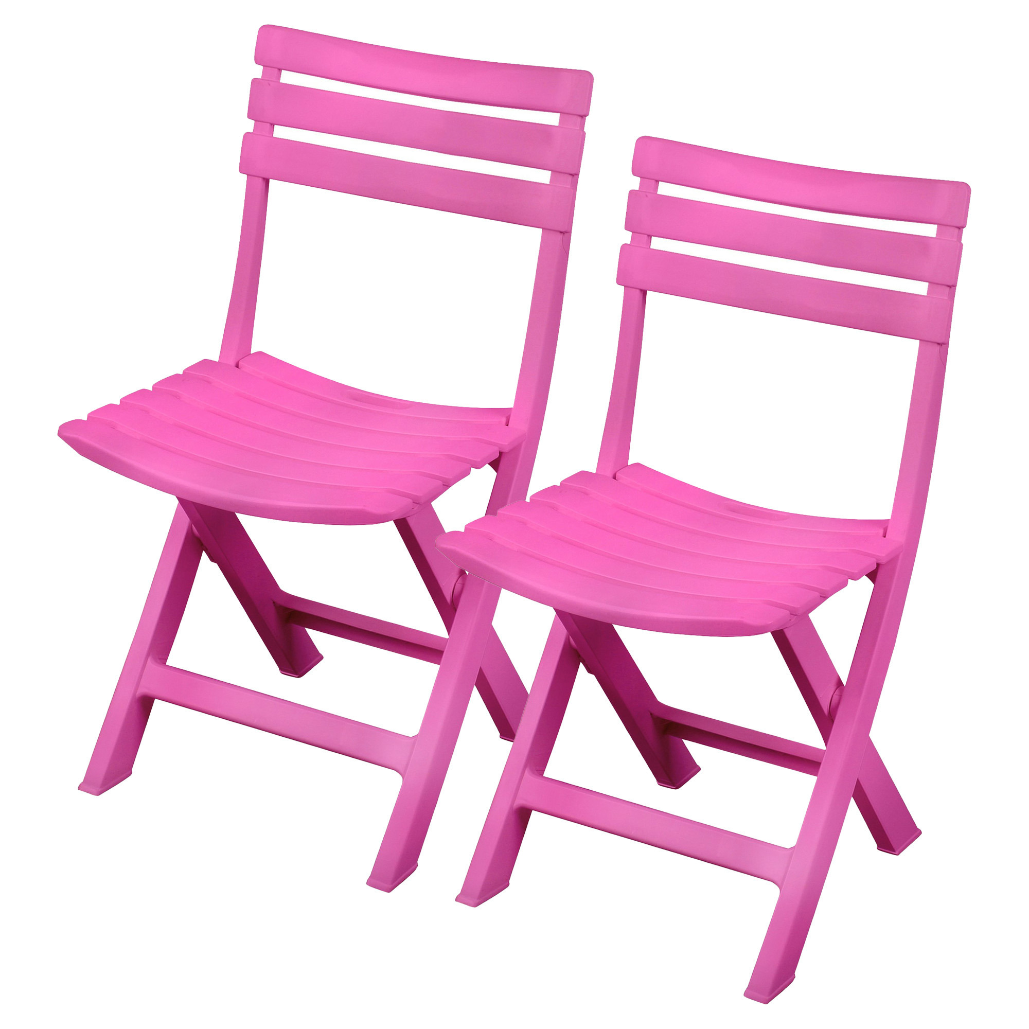 Sunnydays Klapstoel voor buiten-binnen 2x roze 41 x 79 cm stevig kunststof Bijzet stoelen