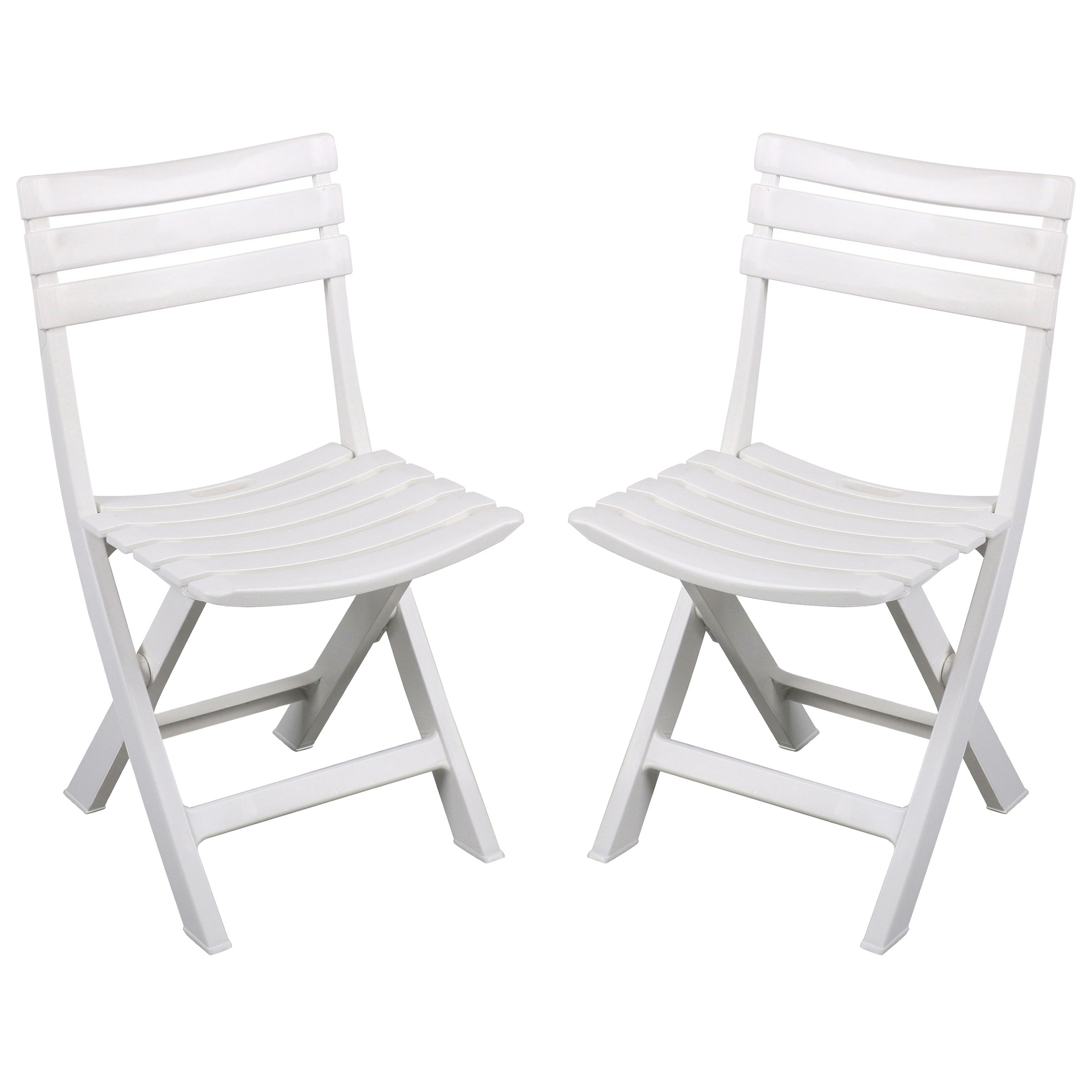 Sunnydays Klapstoel voor buiten-binnen 2x wit 41 x 79 cm stevig kunststof Bijzet stoelen