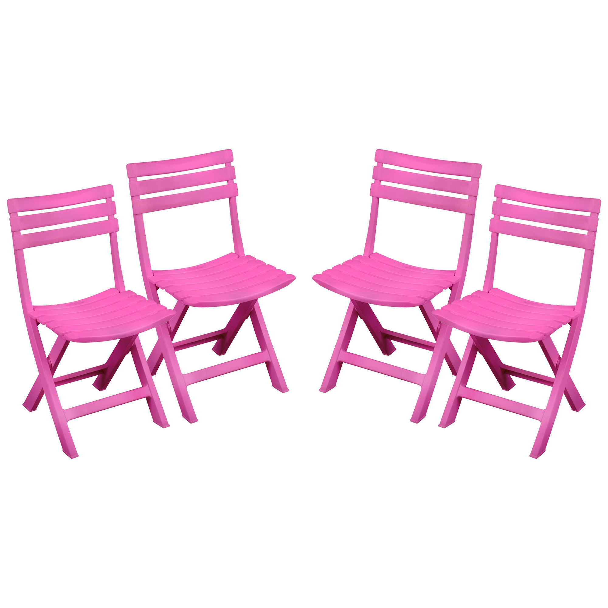 Sunnydays Klapstoel voor buiten-binnen 4x roze 41 x 79 cm stevig kunststof Bijzet stoelen