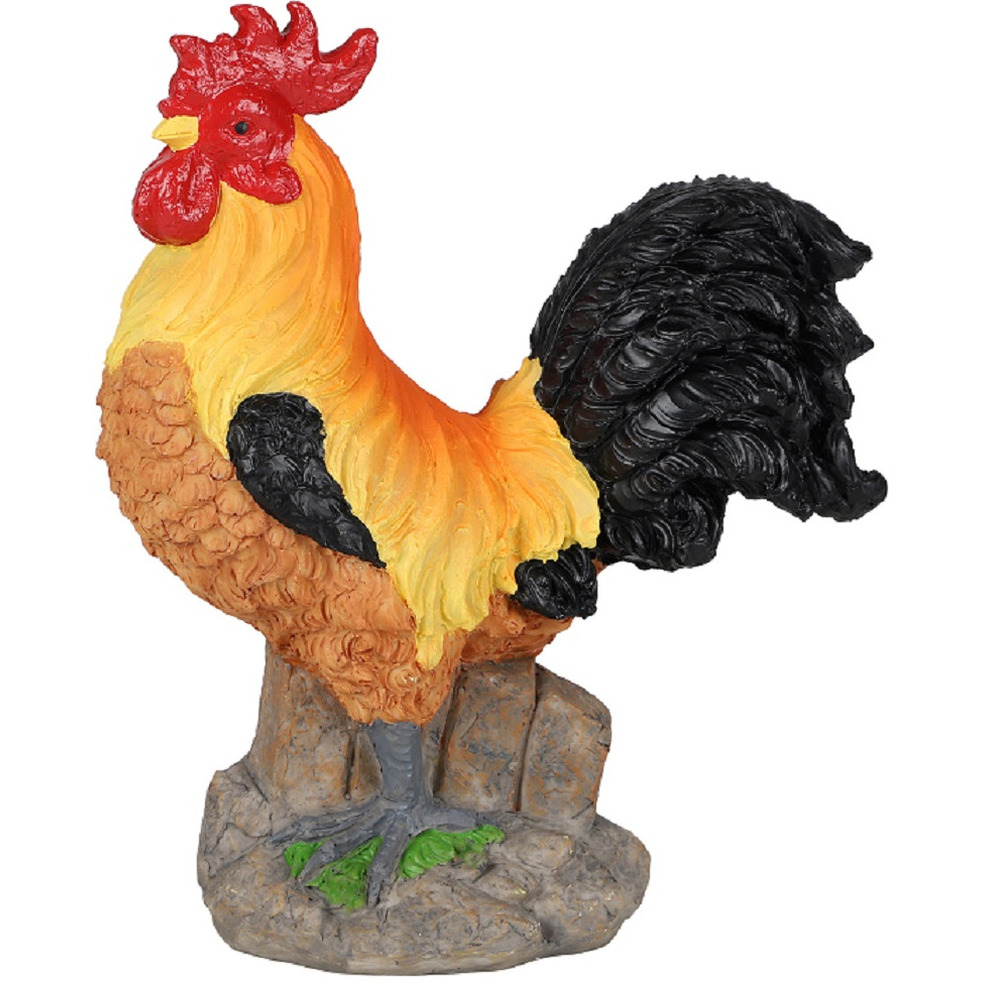 Sunnydays Tuin decoratie Haan-kippen beeldje Polyresin 21 x 24 cm buiten multi kleuren