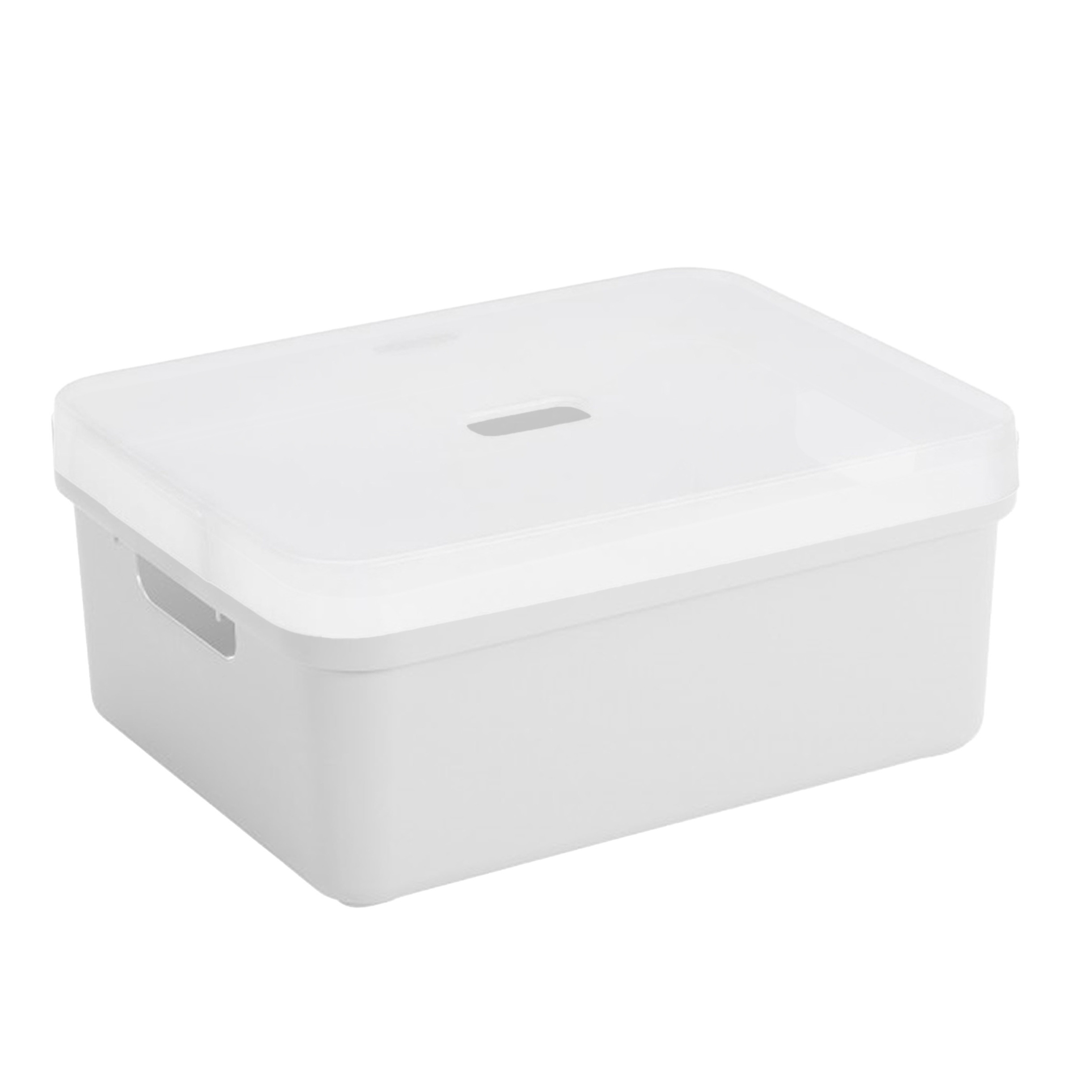Sunware opbergbox-mand 24 liter wit kunststof met transparante deksel