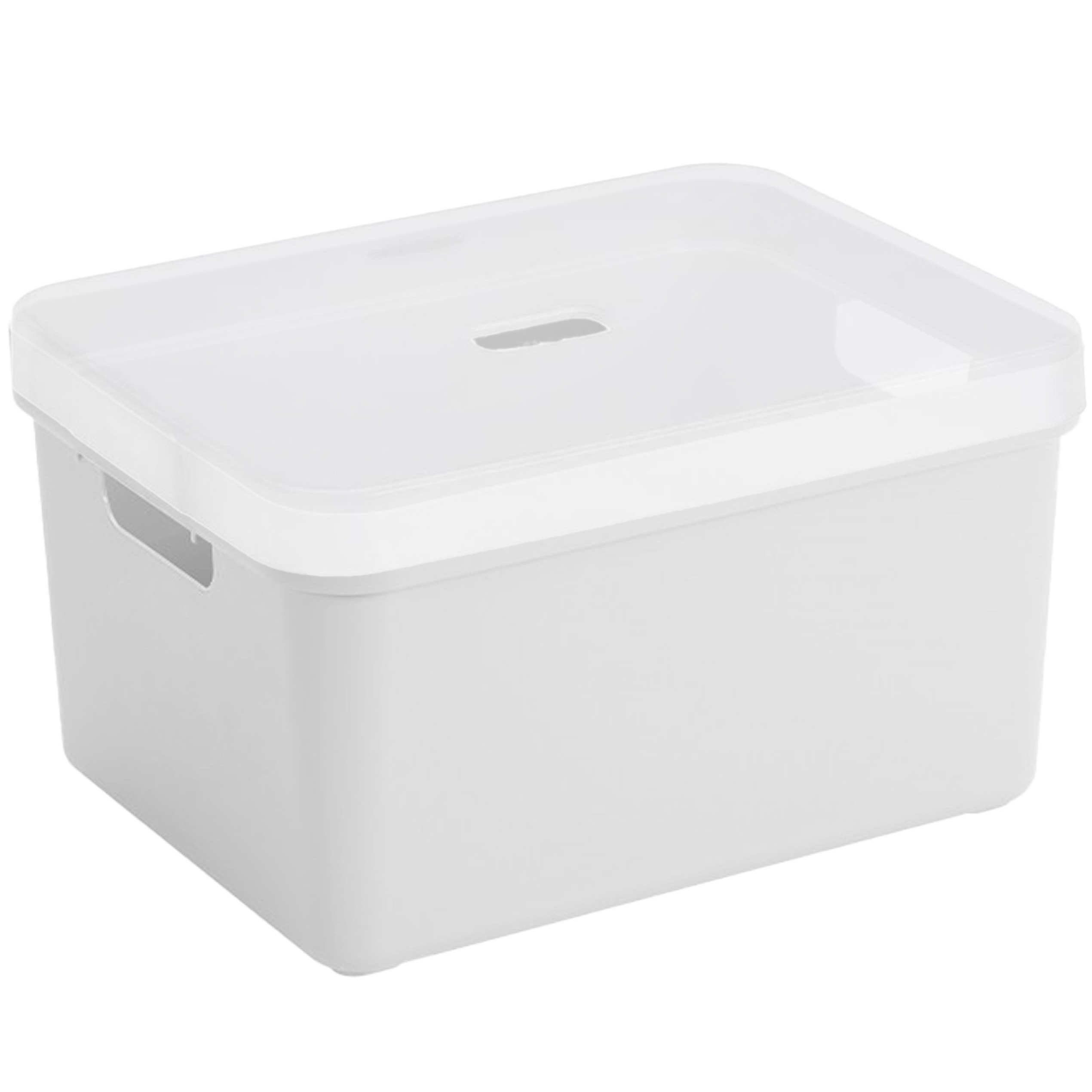Sunware opbergbox-mand 32 liter wit kunststof met transparante deksel