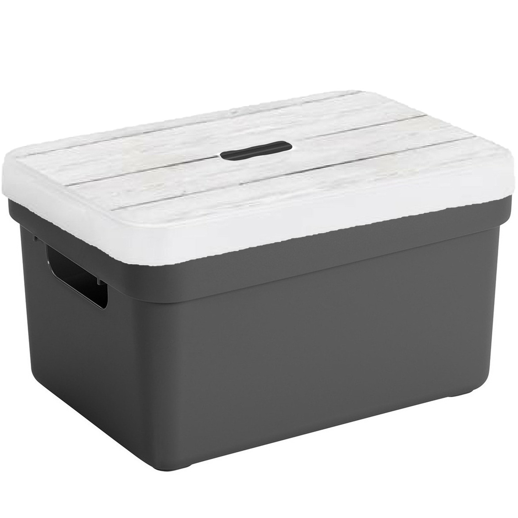 Sunware Opbergbox-mand antraciet 5 liter met deksel hout kleur