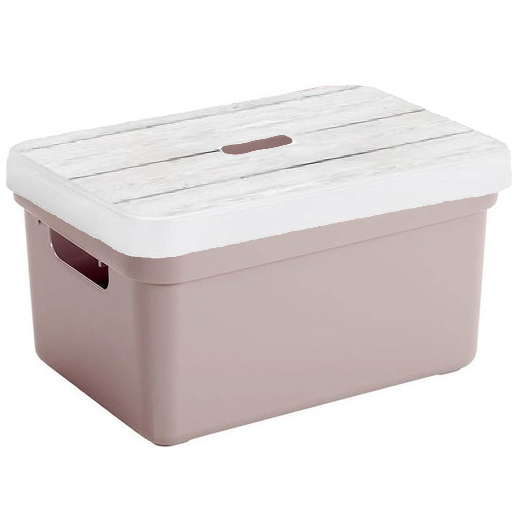 Sunware Opbergbox-mand oud roze 5 liter met deksel hout kleur