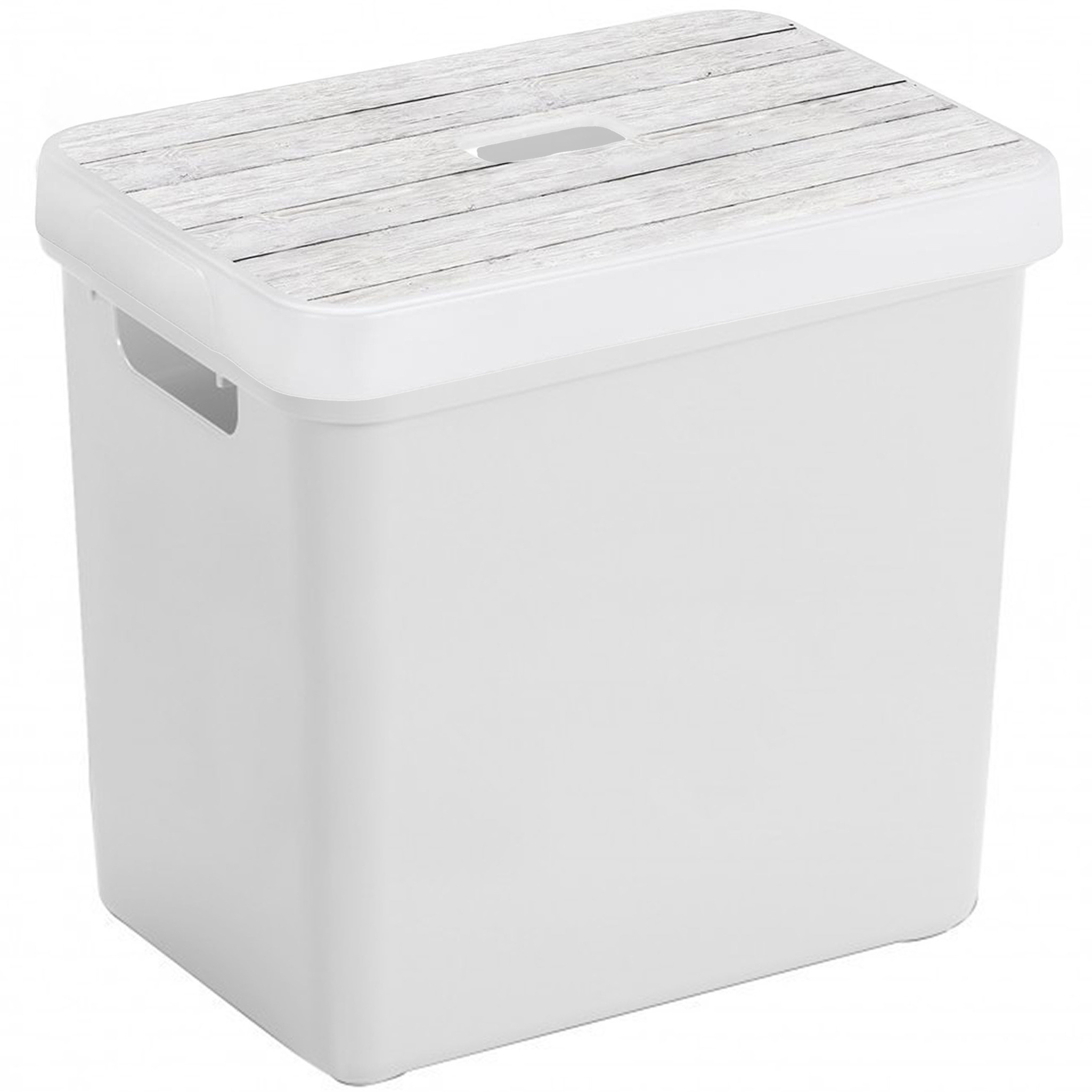 Sunware Opbergbox-mand wit 25 liter met deksel hout kleur