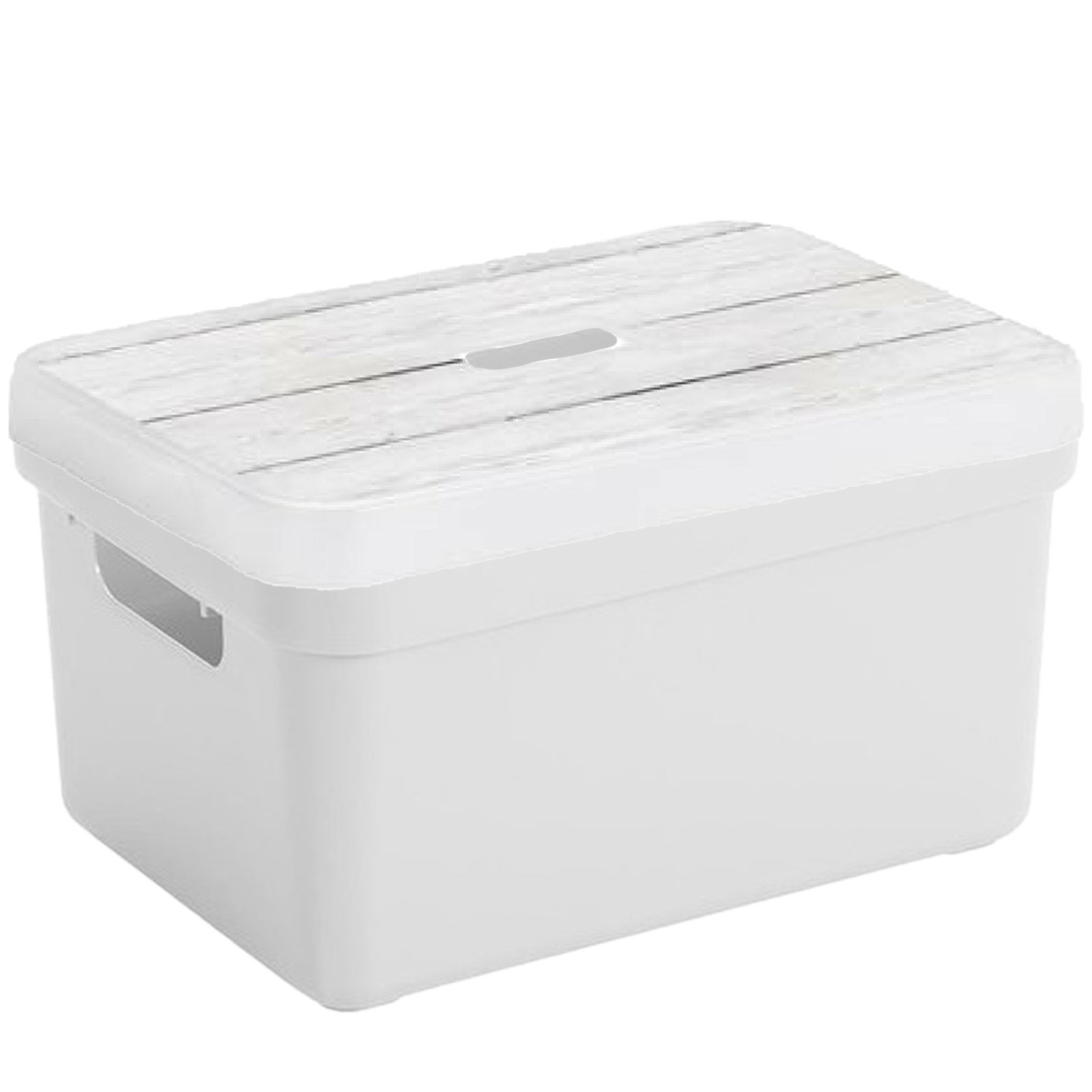 Sunware Opbergbox-mand wit 5 liter met deksel hout kleur
