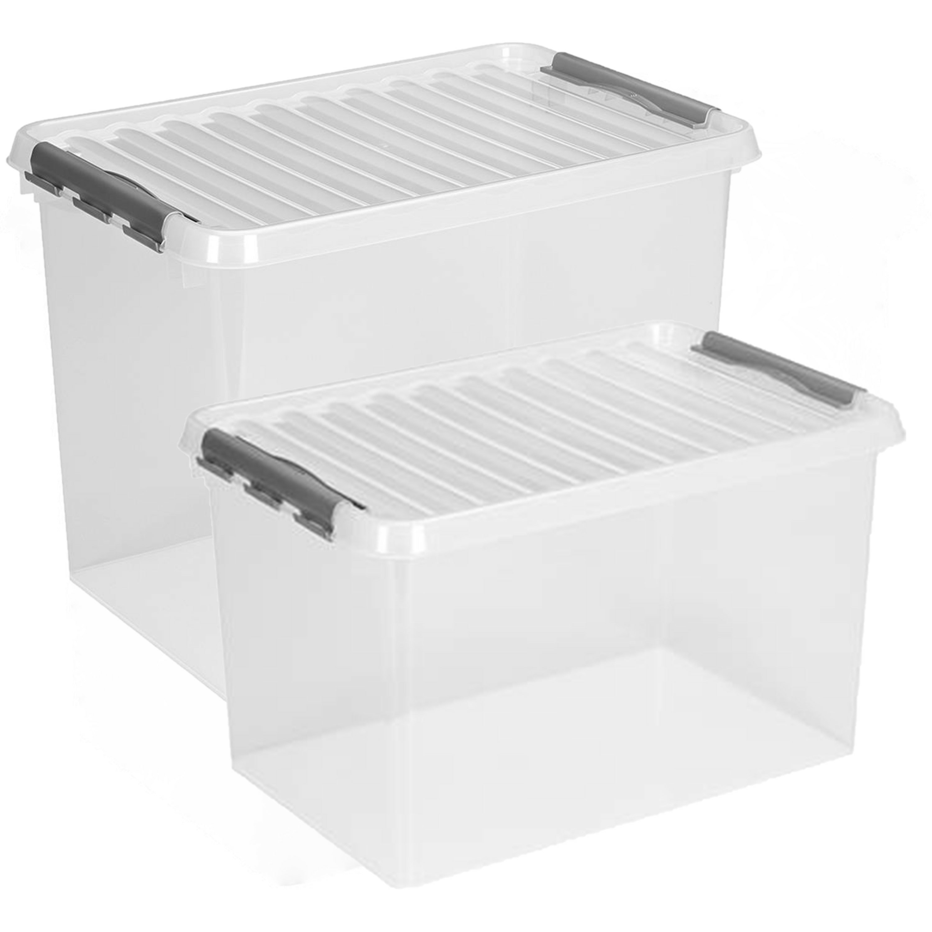 Sunware opslagboxen met deksel 2x stuks kunststof 62 L en 72 L