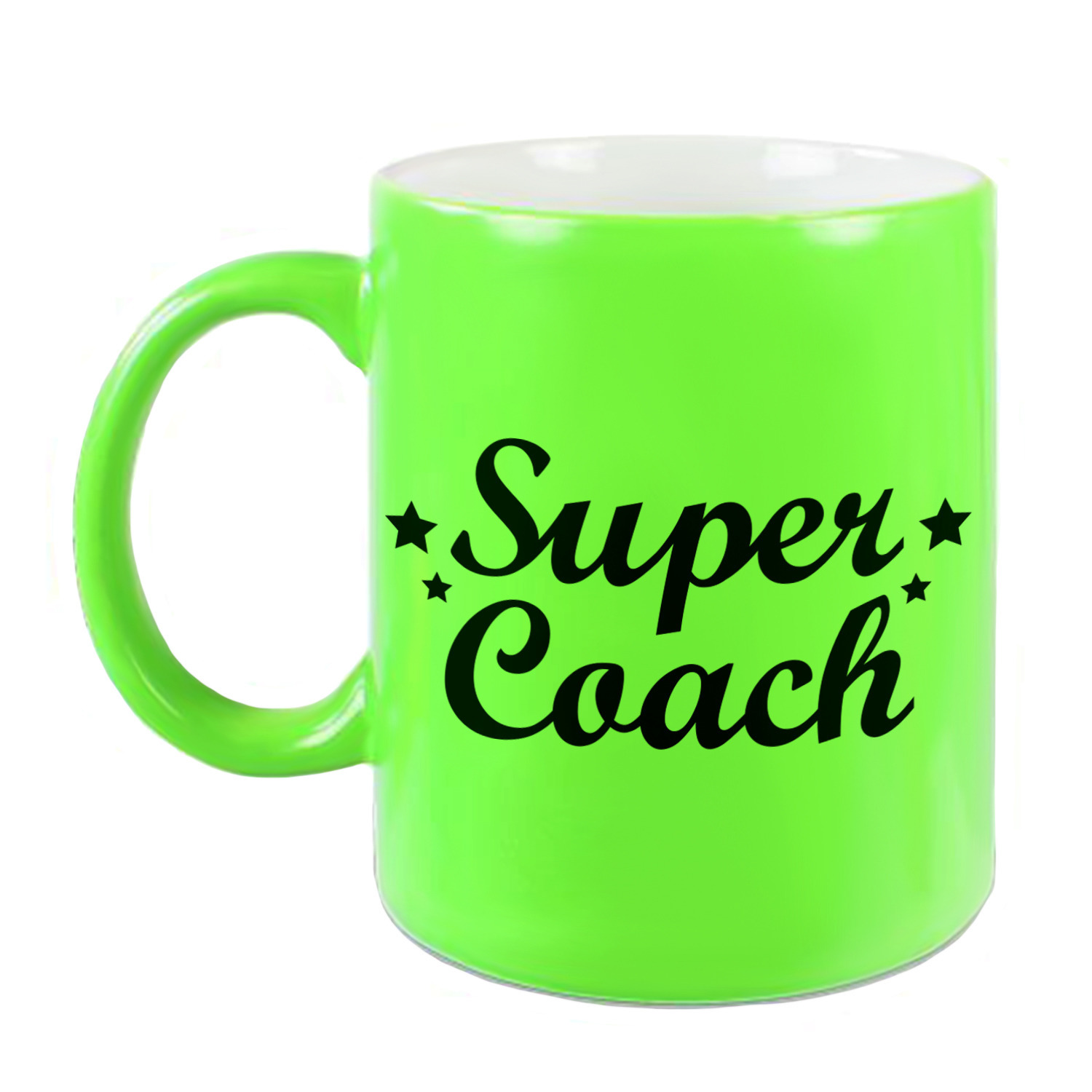 Super coach cadeau mok-beker neon groen 330 ml bedankt cadeau trainer