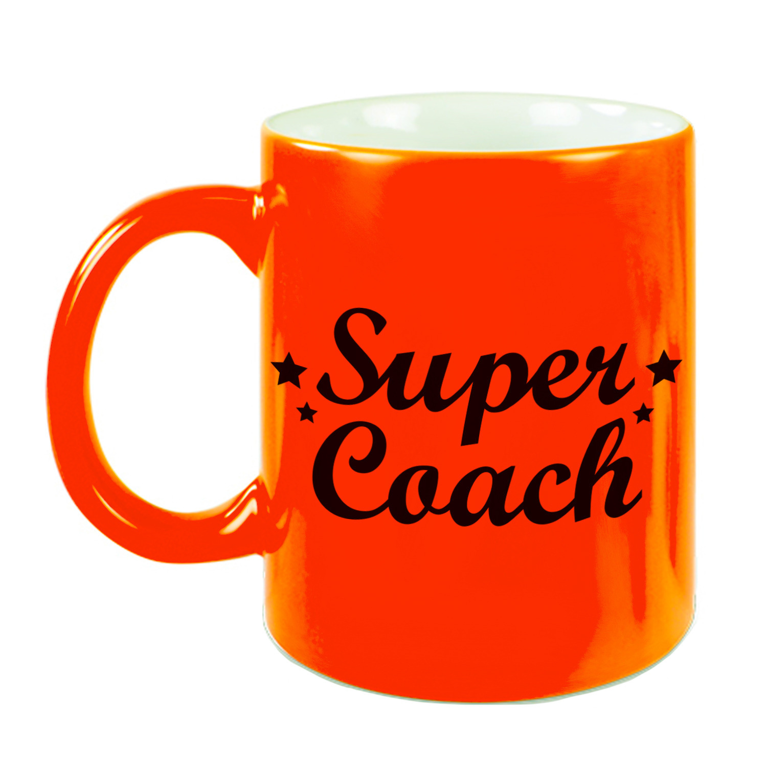 Super coach cadeau mok-beker neon oranje 330 ml bedankt cadeau trainer