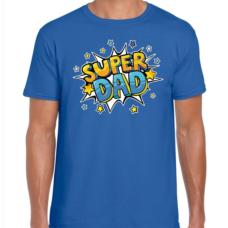 Super dad kado shirt voor vaderdag-verjaardag blauw heren
