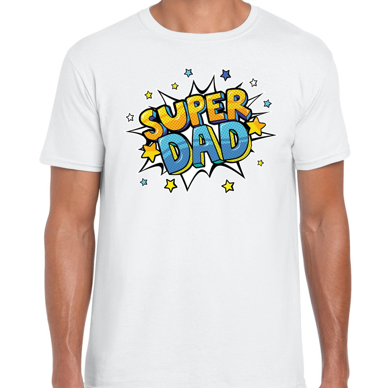 Super dad kado shirt voor vaderdag-verjaardag wit heren
