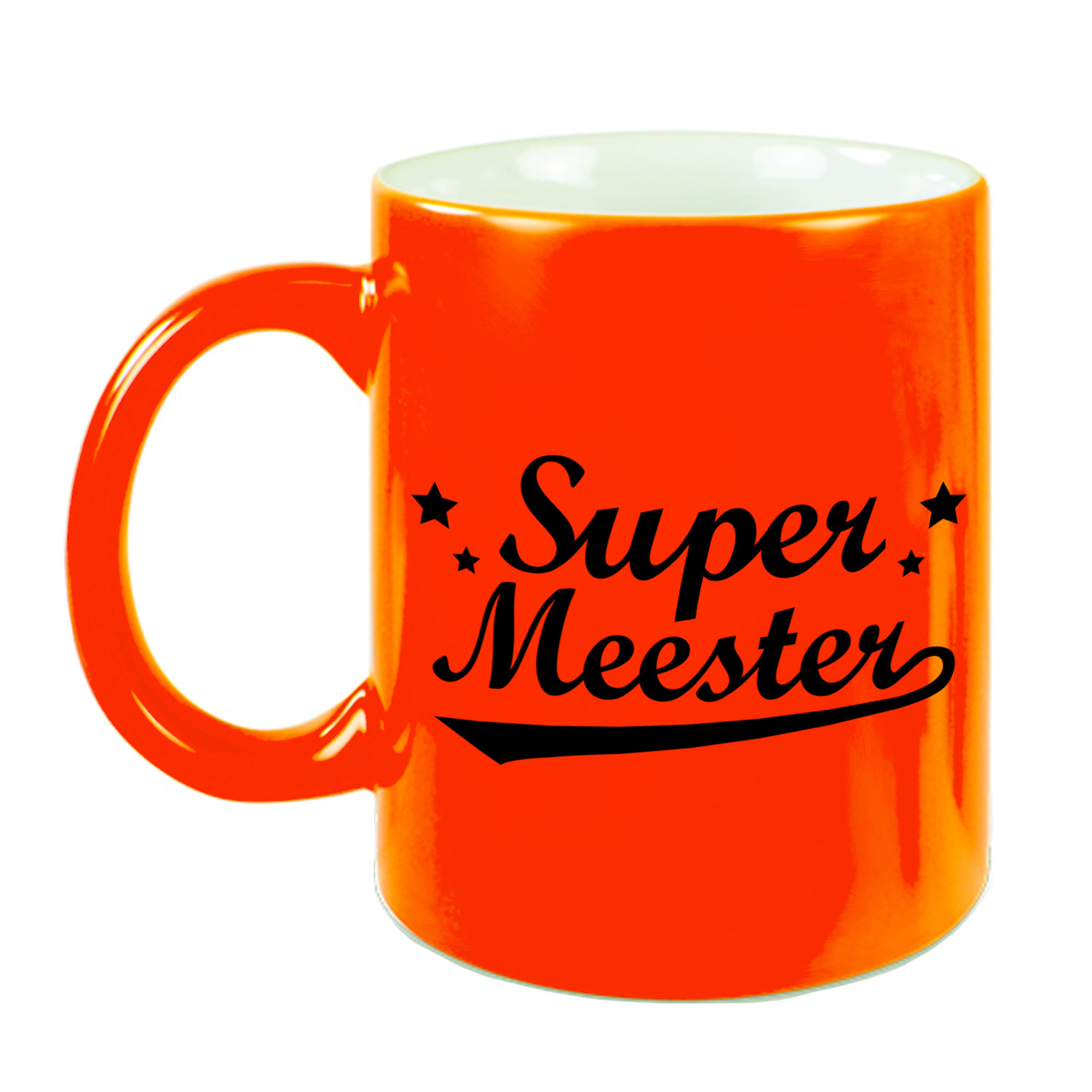 Super meester beker-mok neon oranje 330 ml Meesterdag-einde schooljaar cadeau
