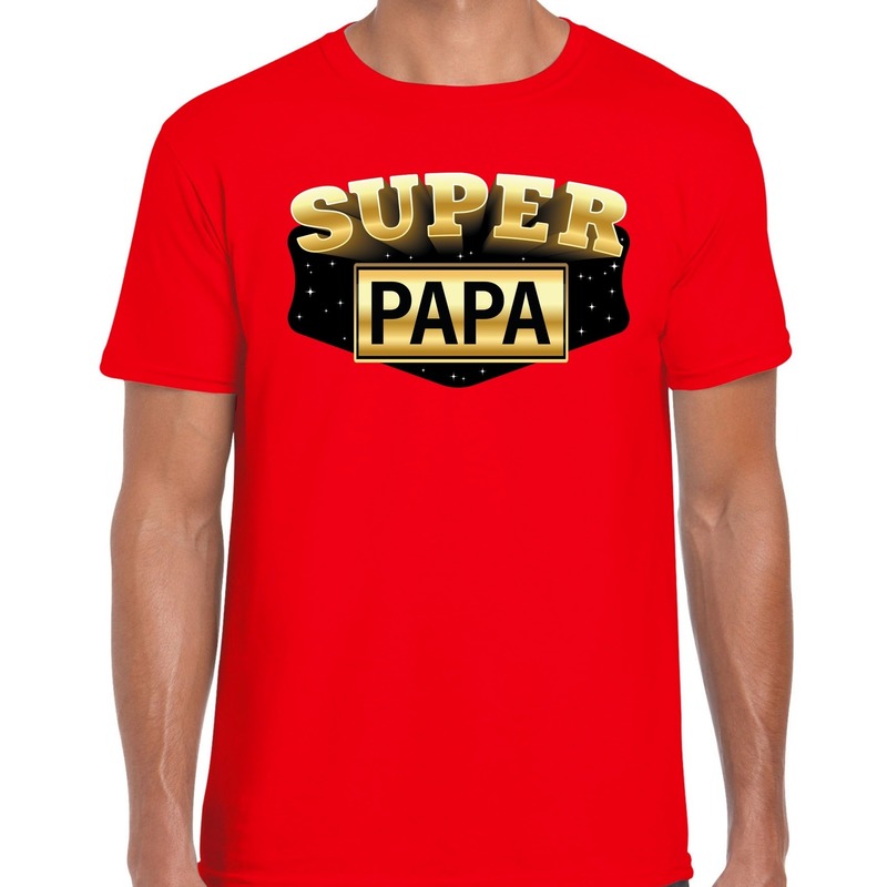 Super papa kado shirt voor vaderdag-verjaardag rood heren