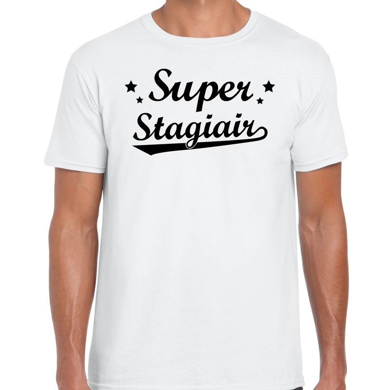 Super Stagiair fun t-shirt wit voor heren bedankt cadeau voor een stagiair