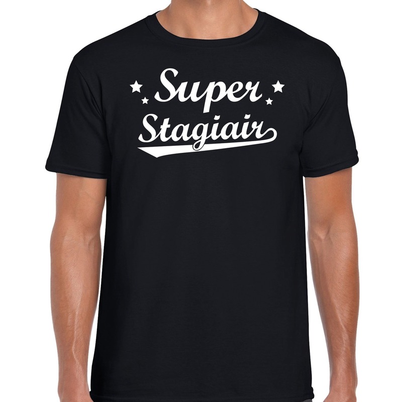 Super Stagiair fun t-shirt zwart voor heren bedankt cadeau voor een stagiair