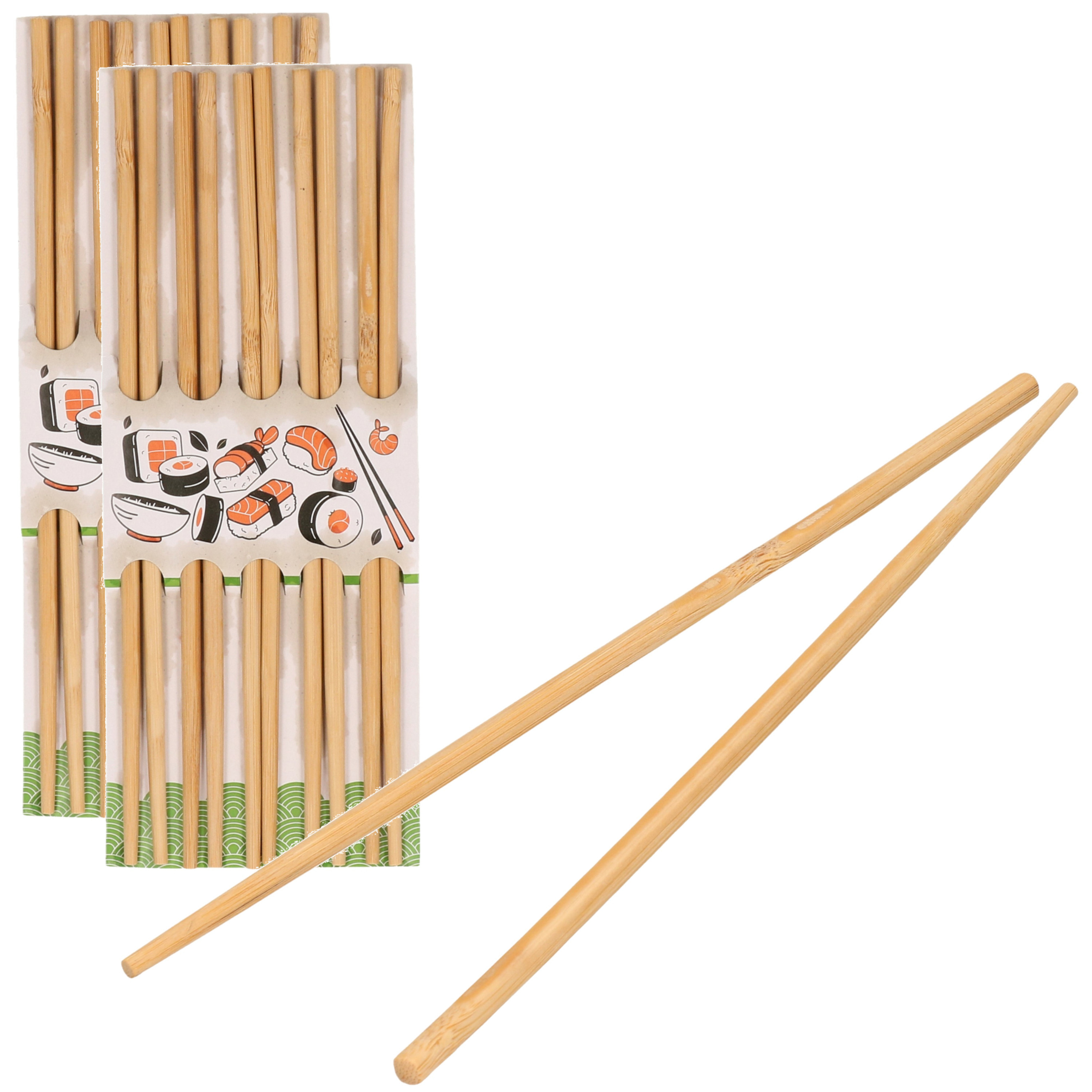 Sushi eetstokjes 10x setjes bamboe hout 24 cm