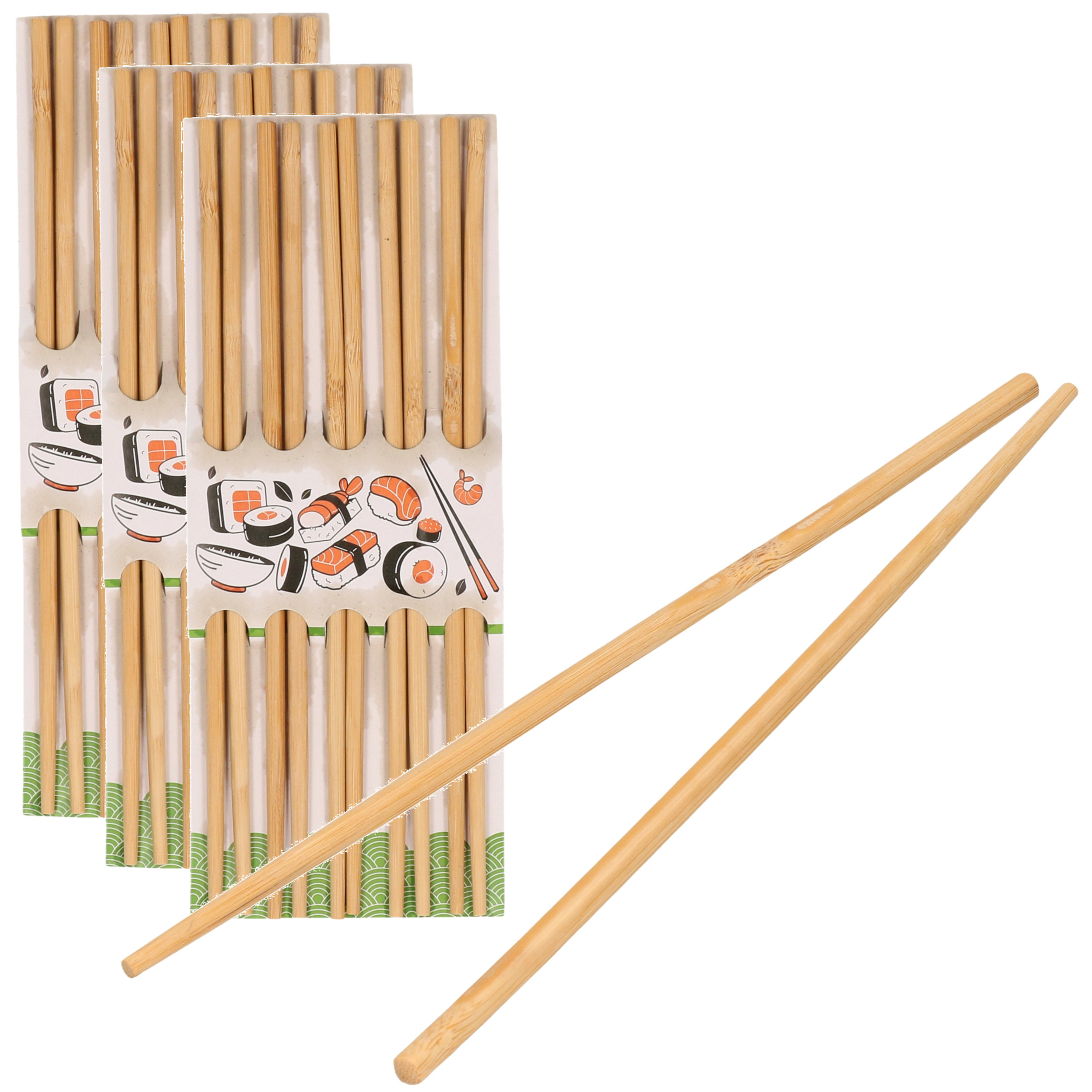 Sushi eetstokjes 20x setjes bamboe hout 24 cm