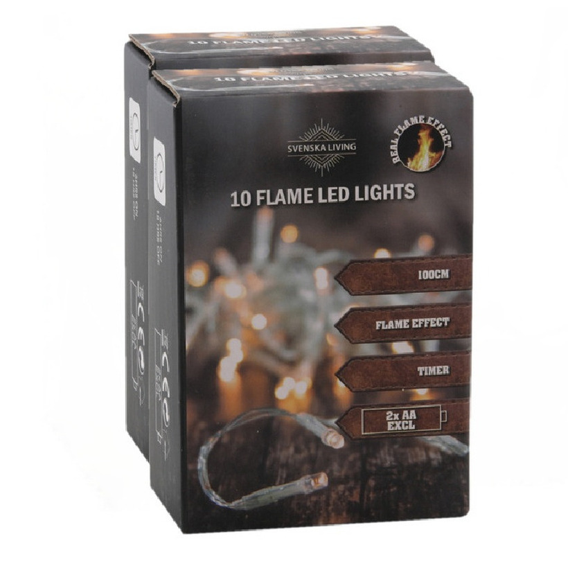 Svenska Living lichtsnoeren 2x -warm wit vlam effect 10 leds -100cm