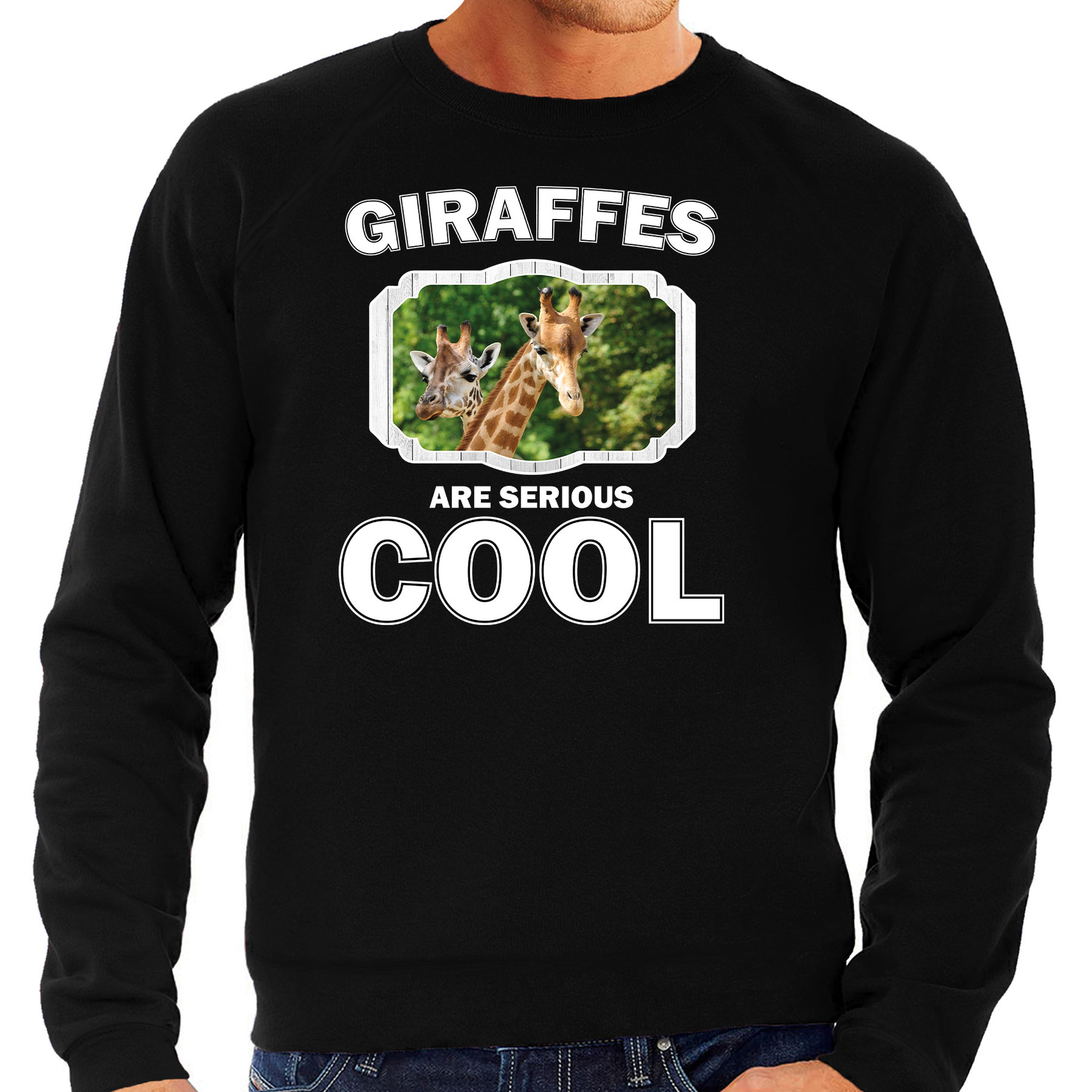 Sweater giraffes are serious cool zwart heren giraffen- giraffe trui