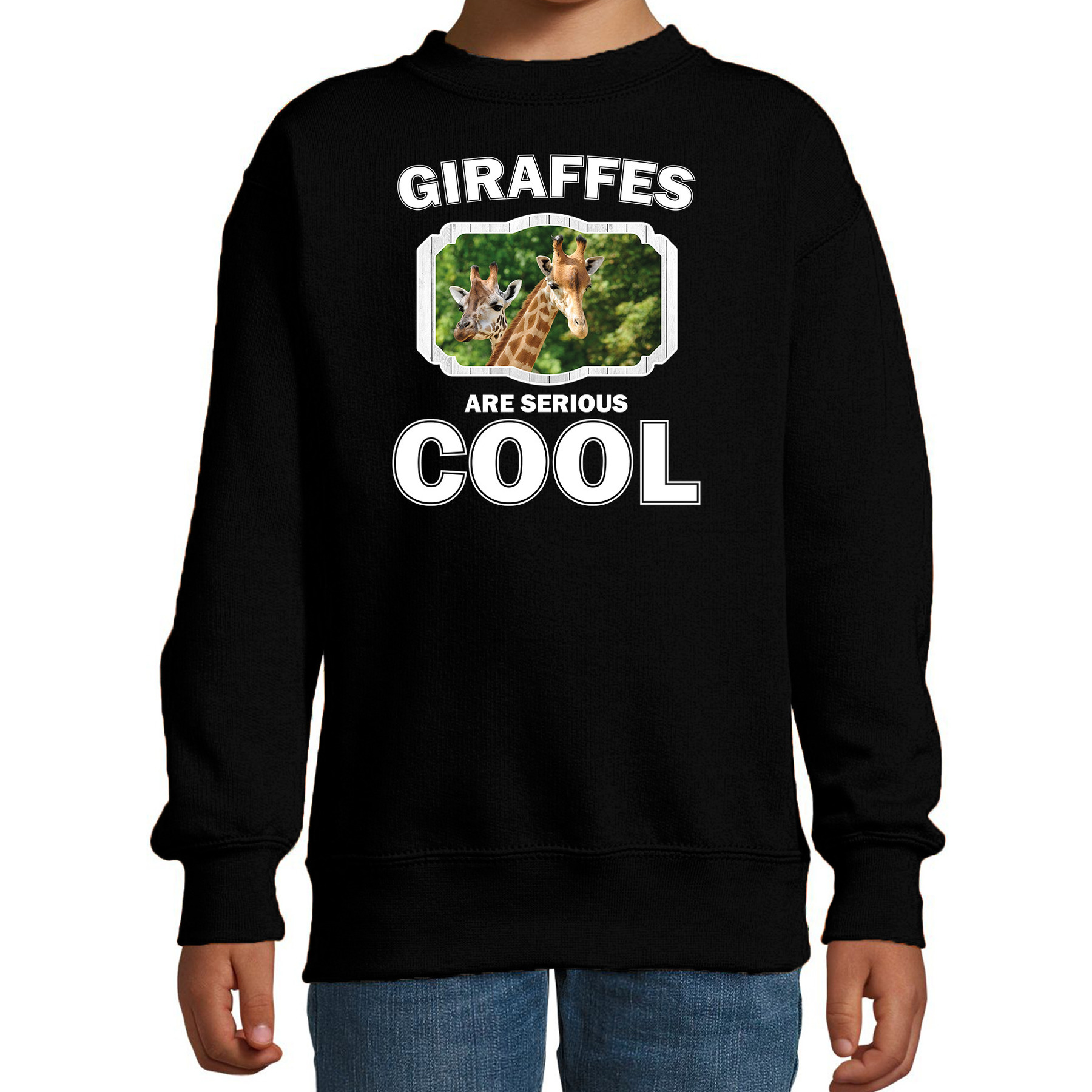 Sweater giraffes are serious cool zwart kinderen giraffen- giraffe trui