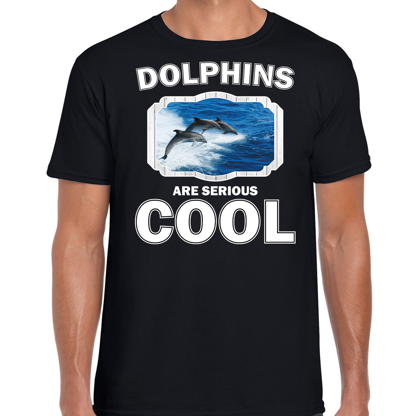 T-shirt dolphins are serious cool zwart heren dolfijnen- dolfijn groep shirt