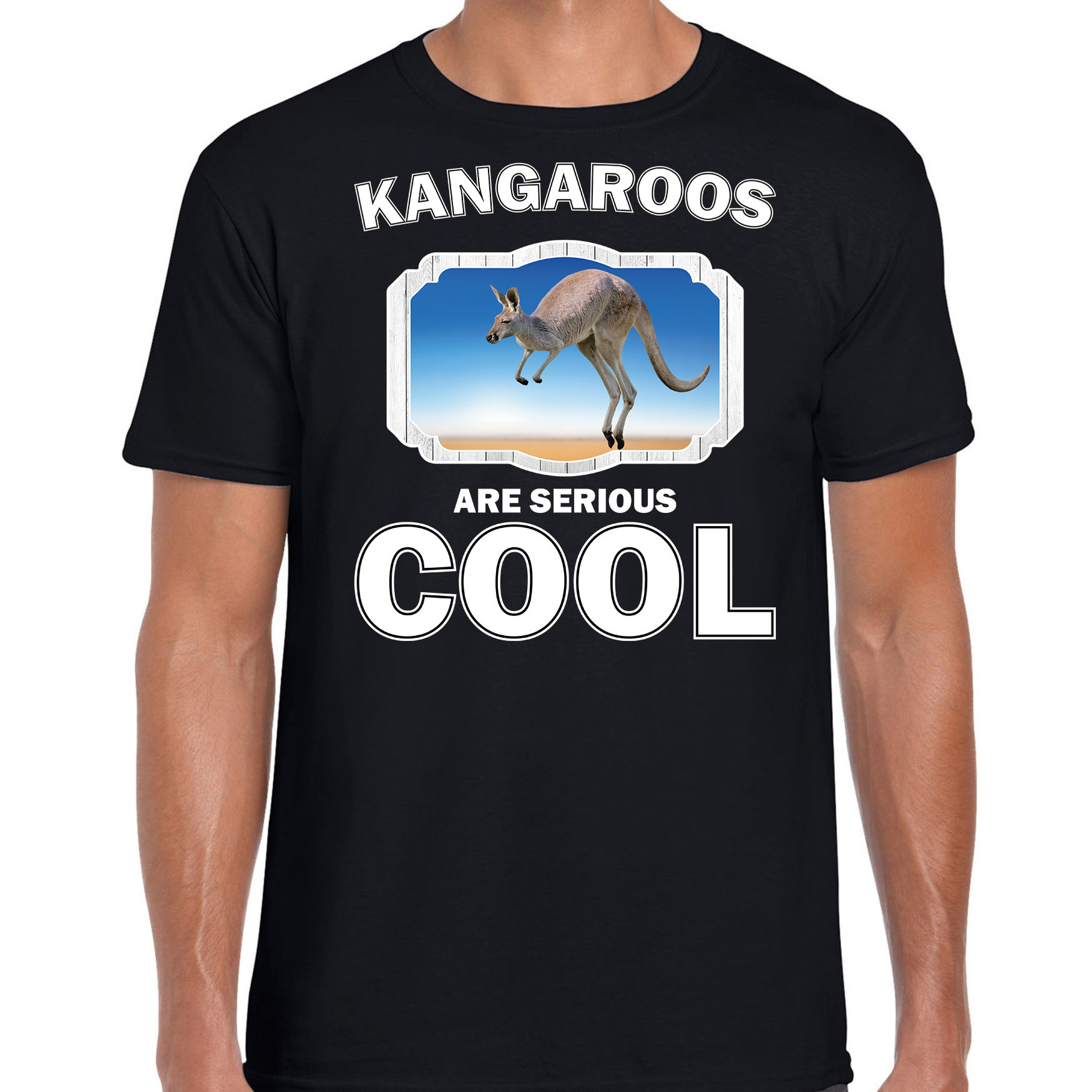 T-shirt kangaroos are serious cool zwart heren kangoeroes- kangoeroe shirt