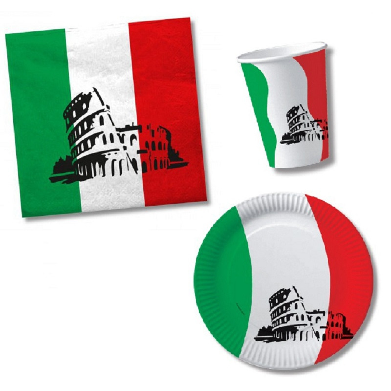 Tafel dekken versiering set vlag Italie thema voor 60x personen