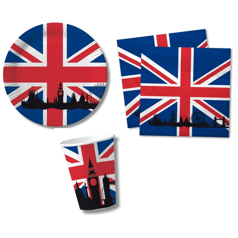 Tafel dekken versiering set vlag United Kingdom thema voor 40x personen