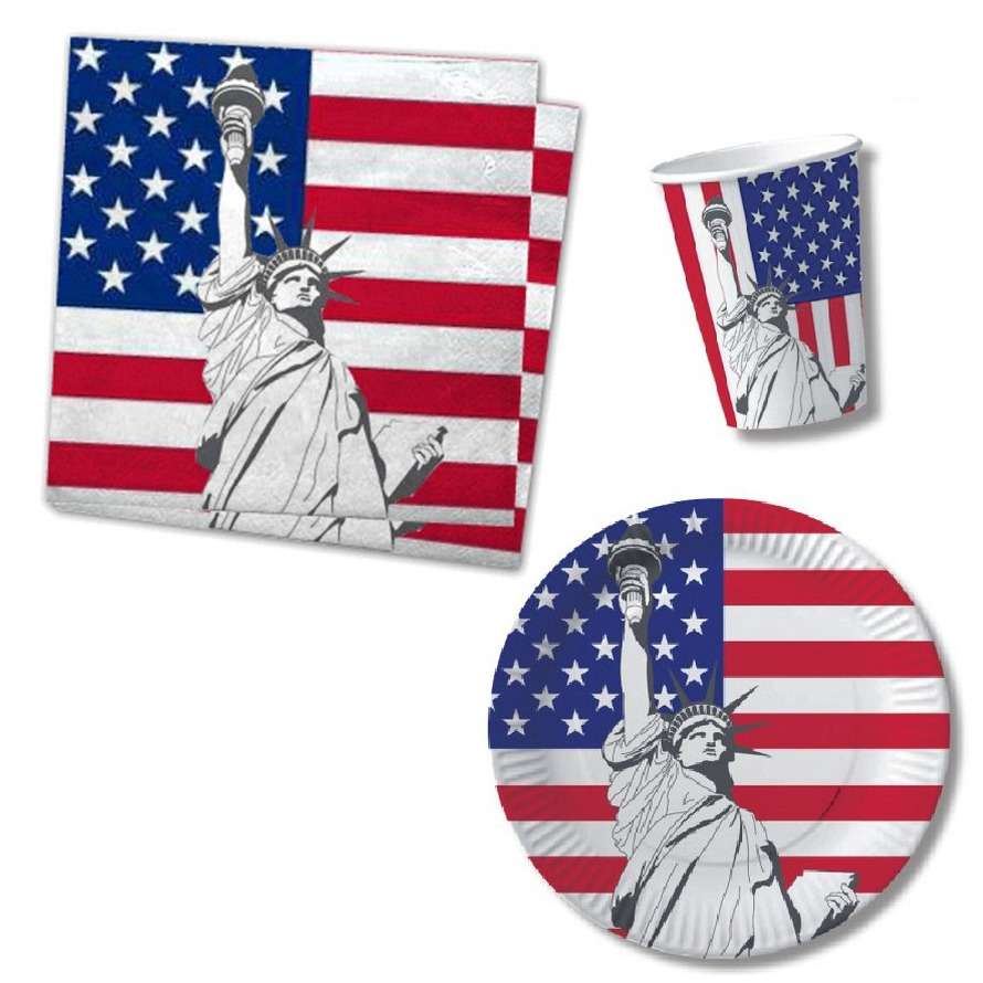 Tafel dekken versiering set vlag USA-Amerika thema voor 40x personen