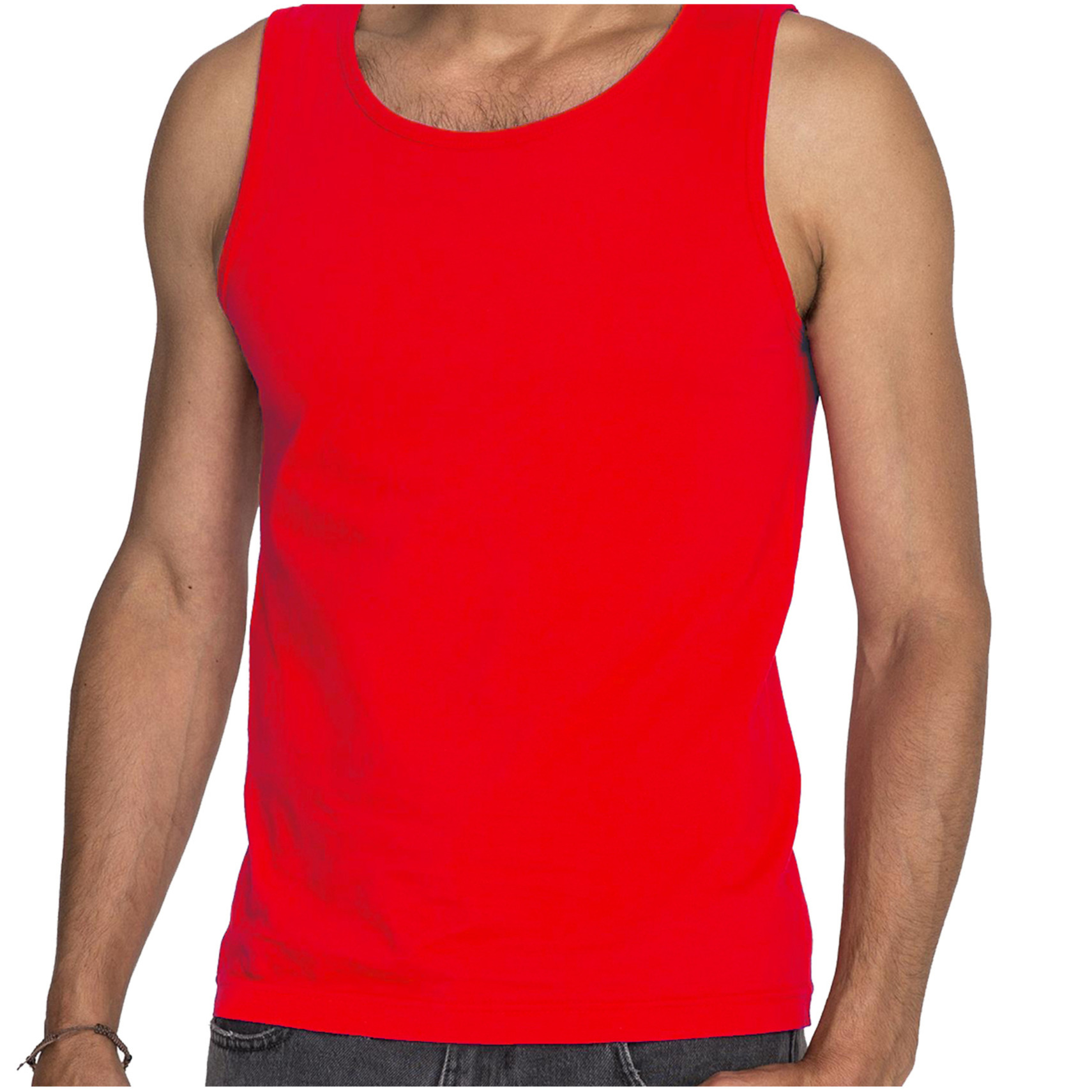 Tanktop-mouwloos t-shirt-singlet rood voor heren Fruit of The Loom
