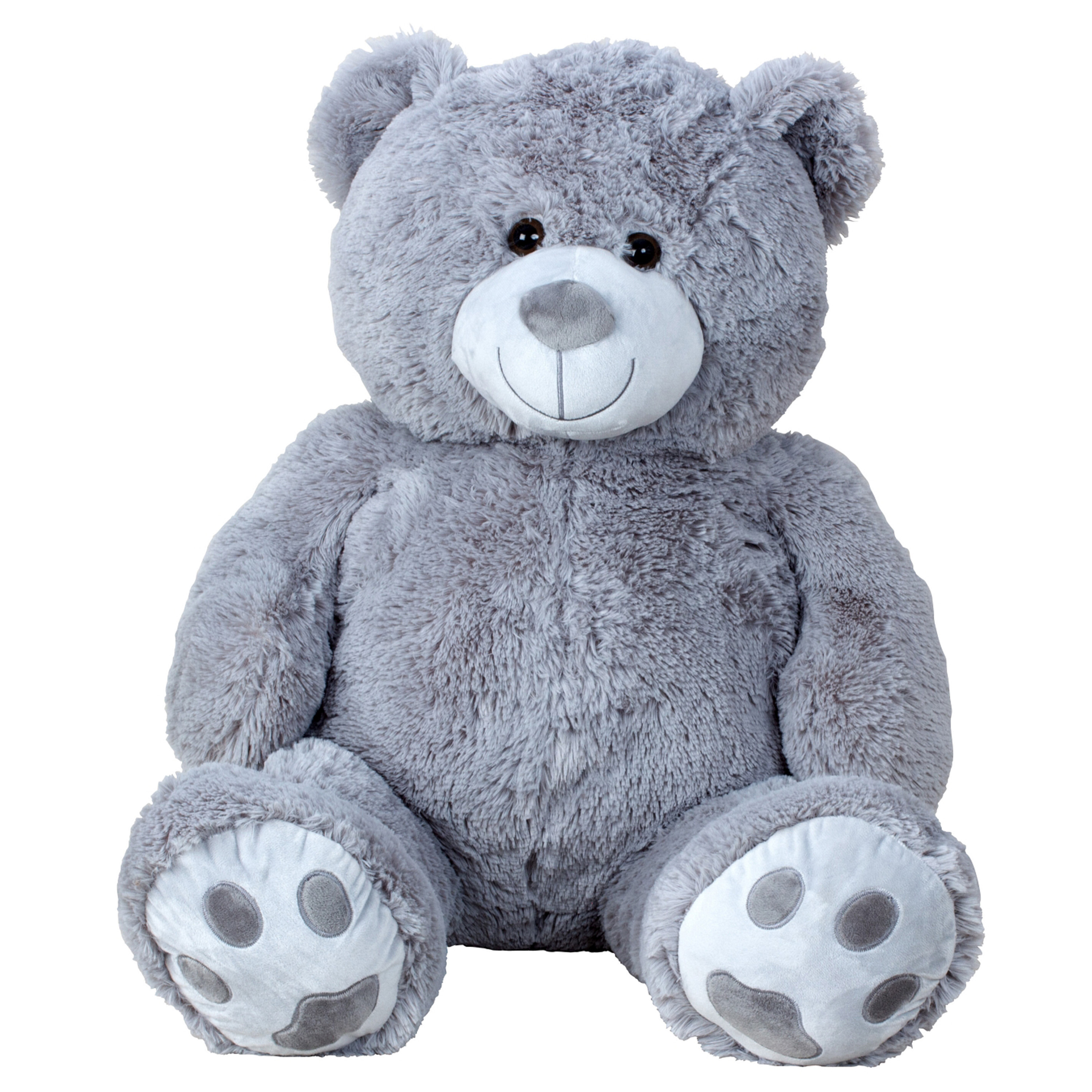 Teddy beer knuffel van zachte pluche 64 cm zittend-100 cm staand grijs
