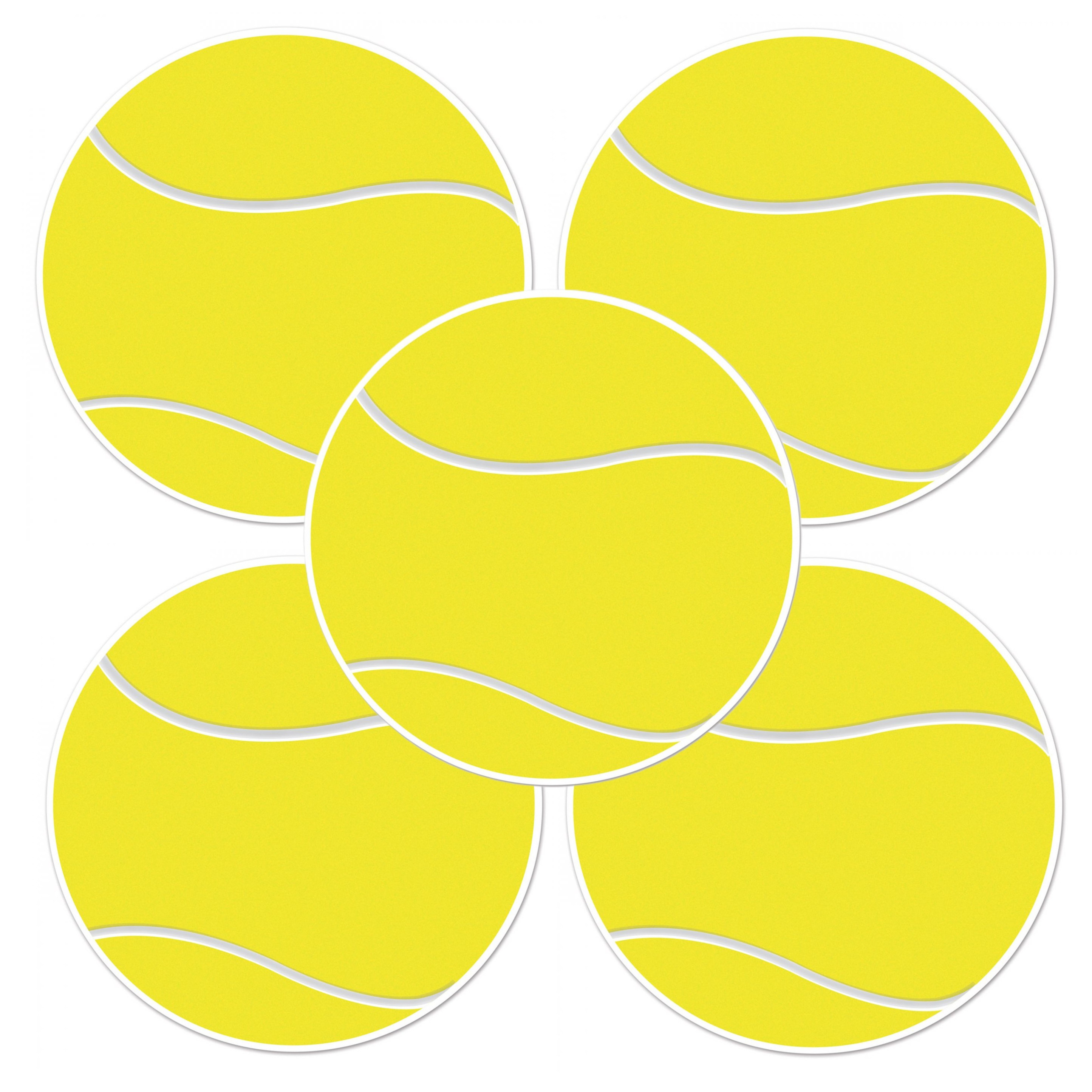 Tennisbal sport decoratie sticker versiering 5x geel dia 13 cm vinyl Tennis feest thema