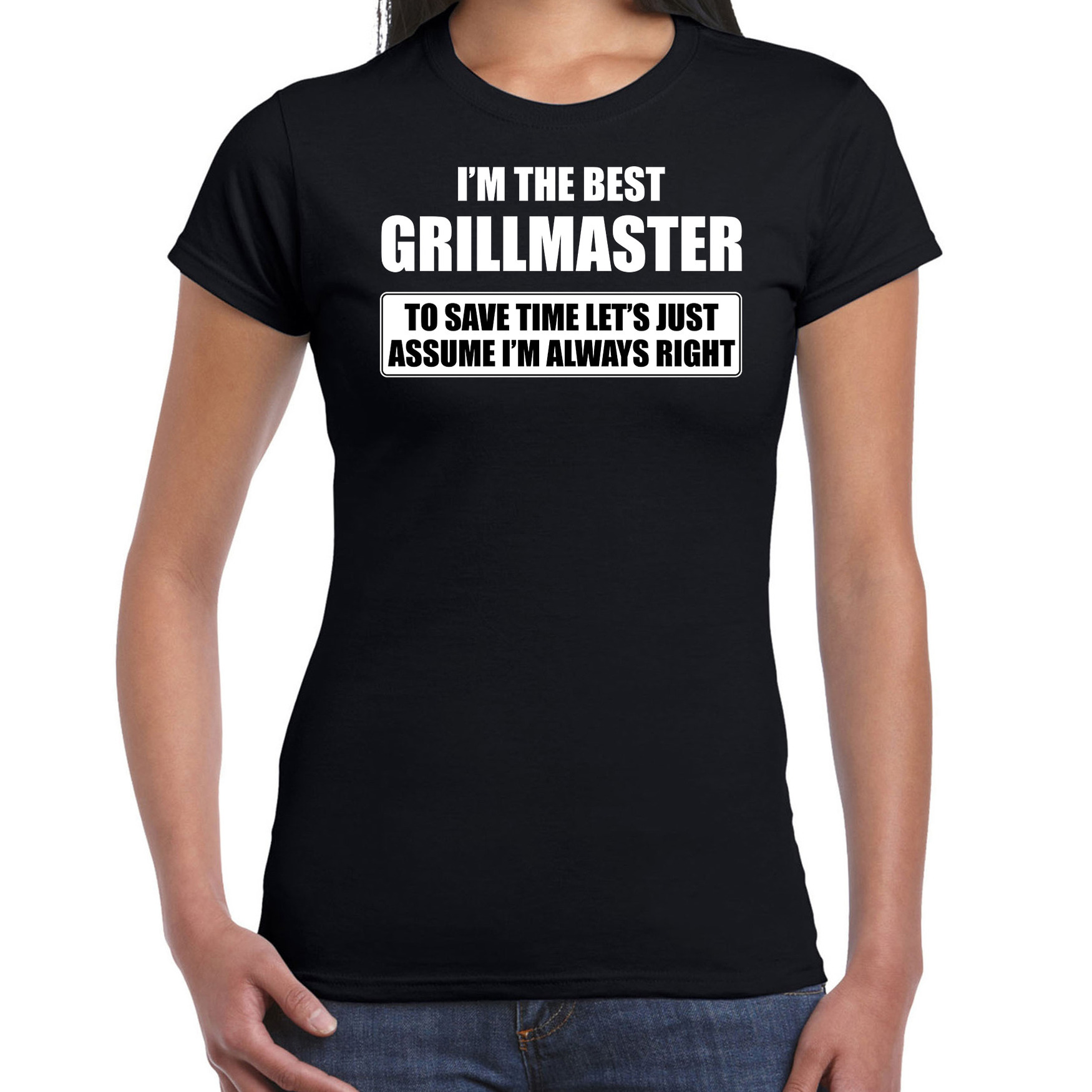 The best grillmaster always right t-shirt cadeau barbecue kok zwart dames