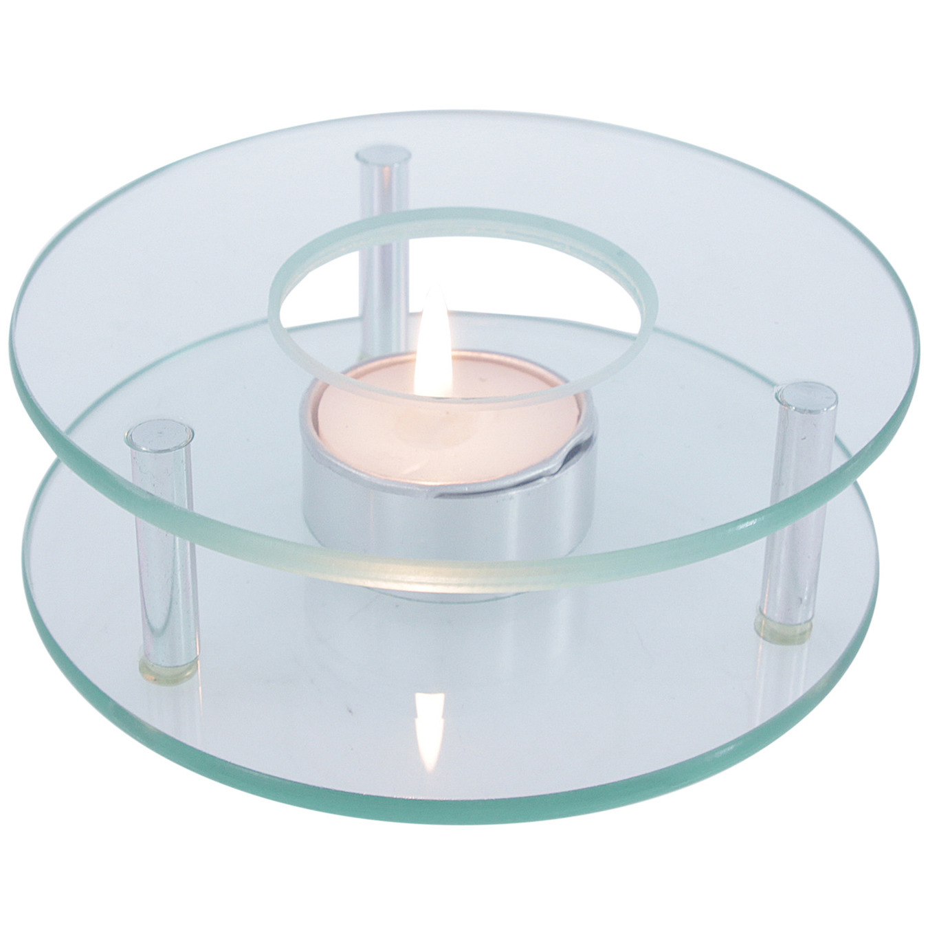 Theepot rechaud-warmhoudplaat glas theelichtje D12 x H4 cm