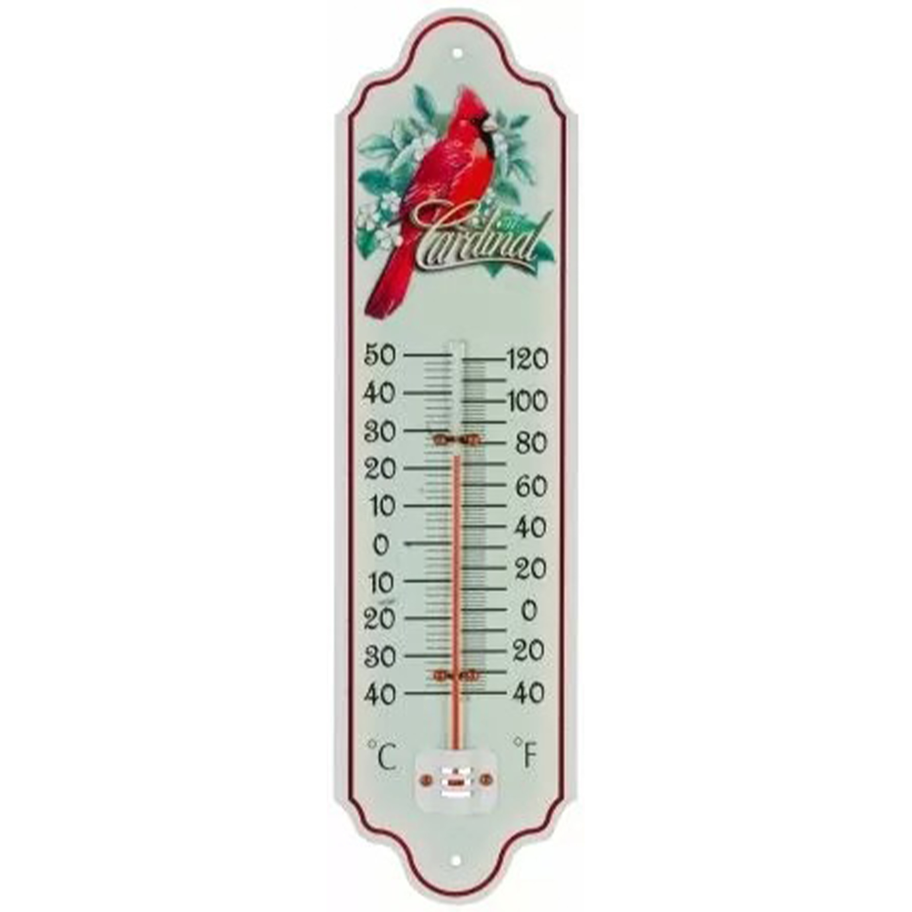 Thermometer metaal 28 cm vogel