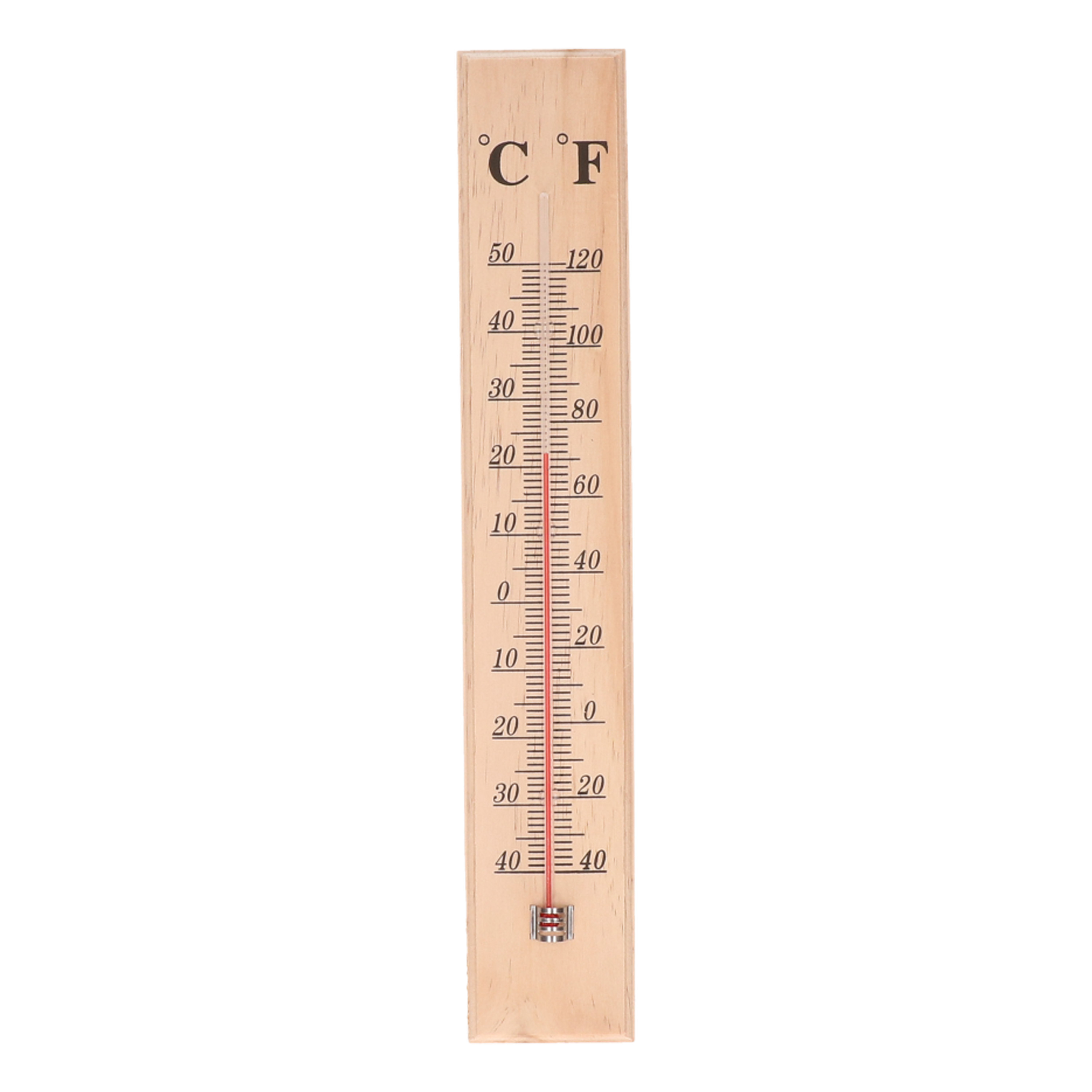 Thermometer voor binnen en buiten hout 40 x 7 cm Celsius-Fahrenheit