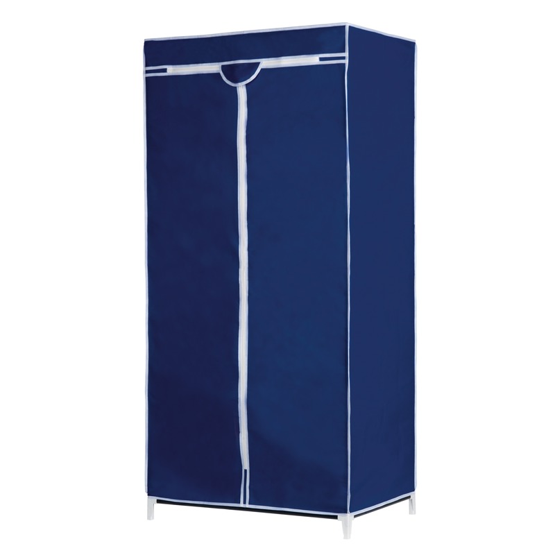 Tijdelijke mobiele kledingkast-garderobekast blauw met rits 160 cm