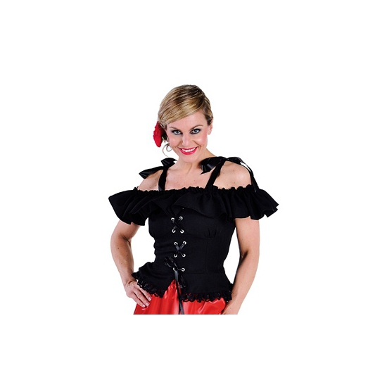 Tiroler blouse met koordje Carmen zwart