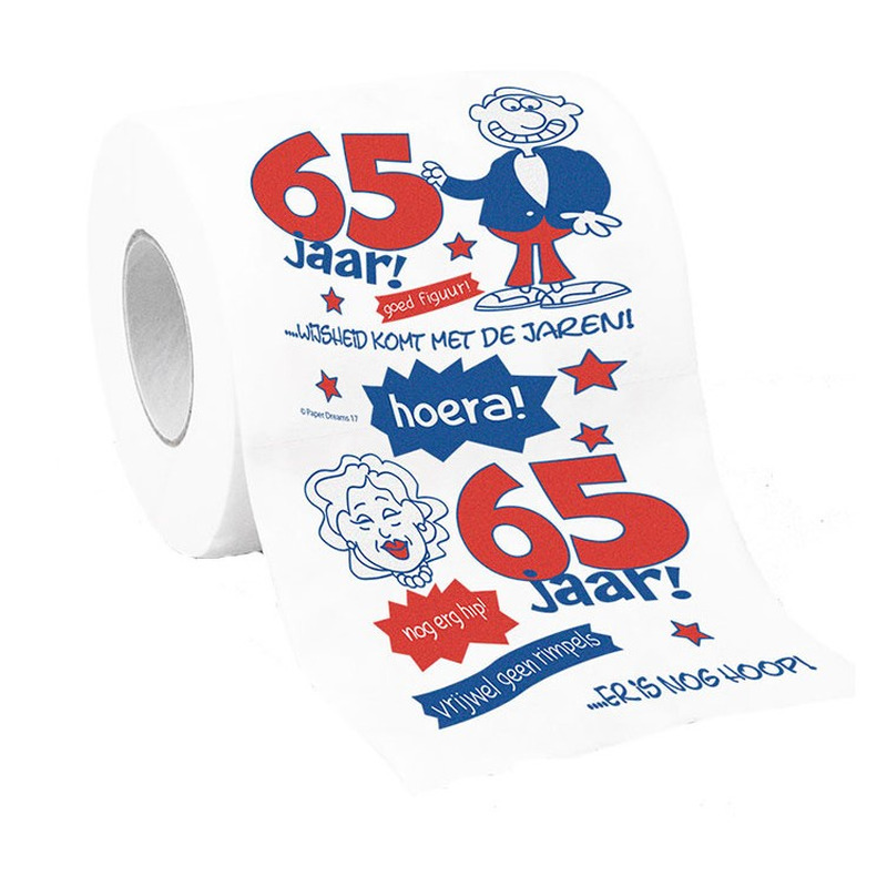 Toiletrol-wc-papier 65 jaar cadeau feestversiering-decoratie