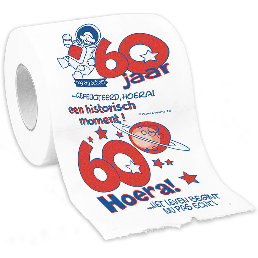 Toiletrol-wc-papier rol 60 jaar cadeau feestversiering-decoratie