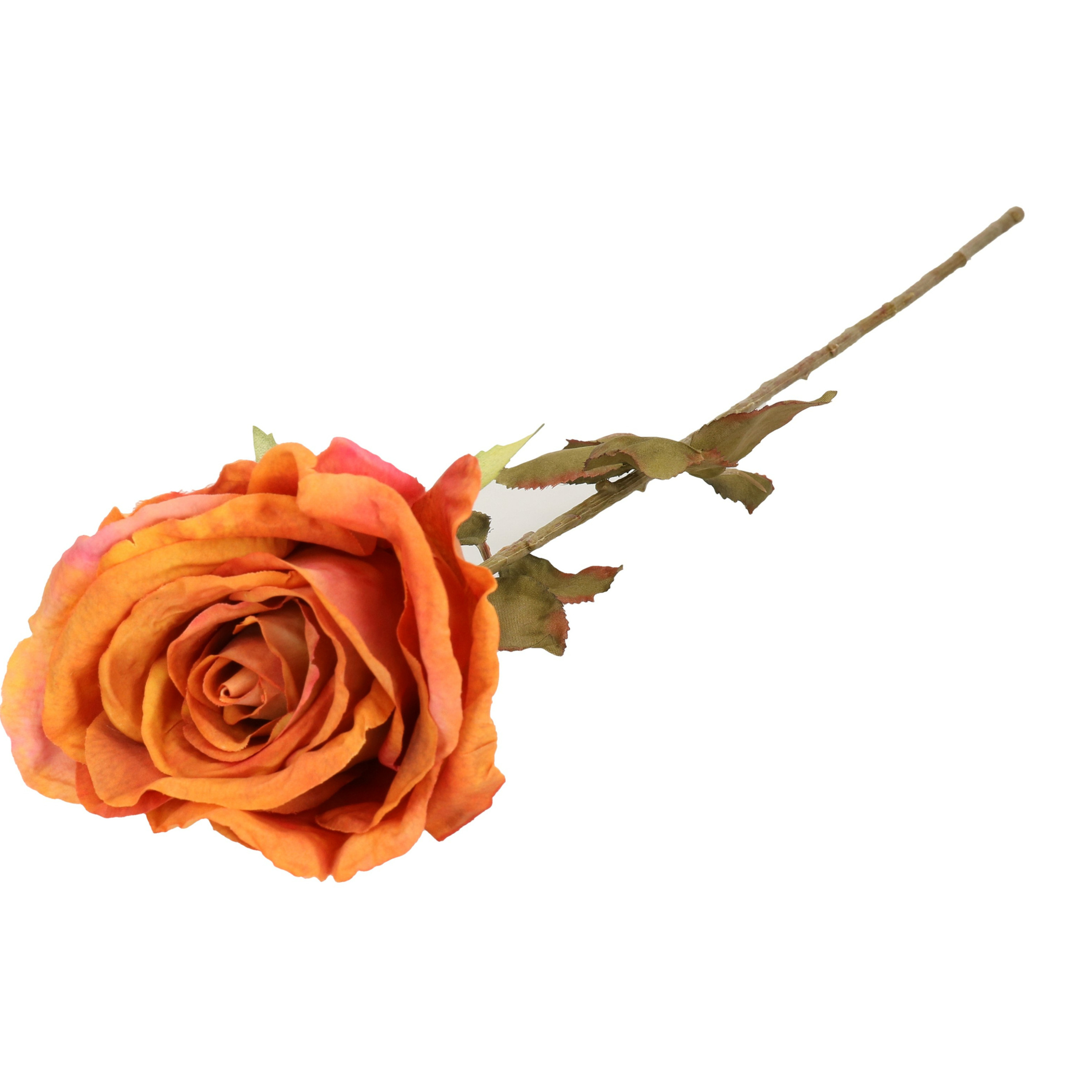 Top Art Kunstbloem roos Calista oranje 66 cm kunststof steel decoratie bloemen