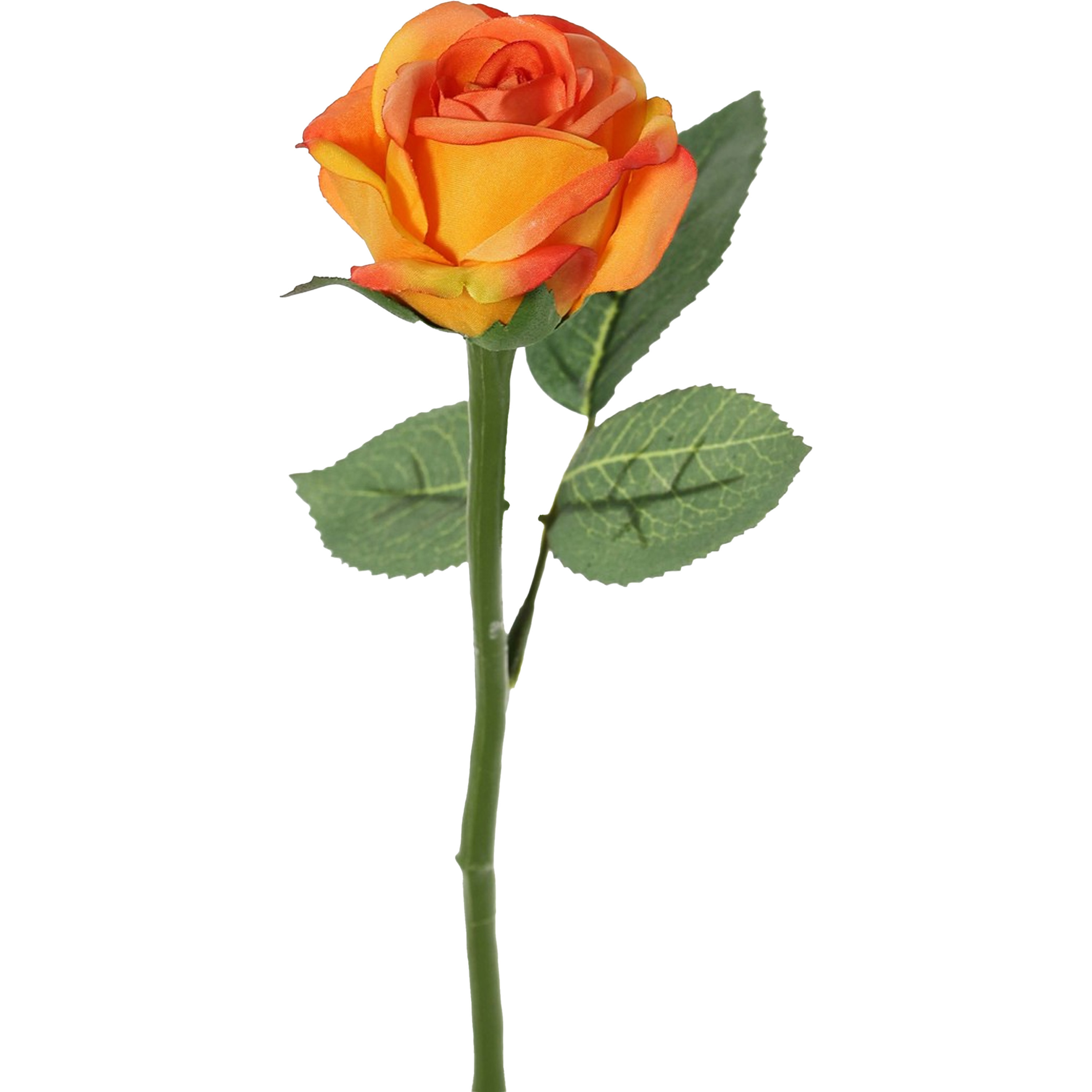 Top Art Kunstbloem roos Nina oranje 27 cm kunststof steel decoratie bloemen