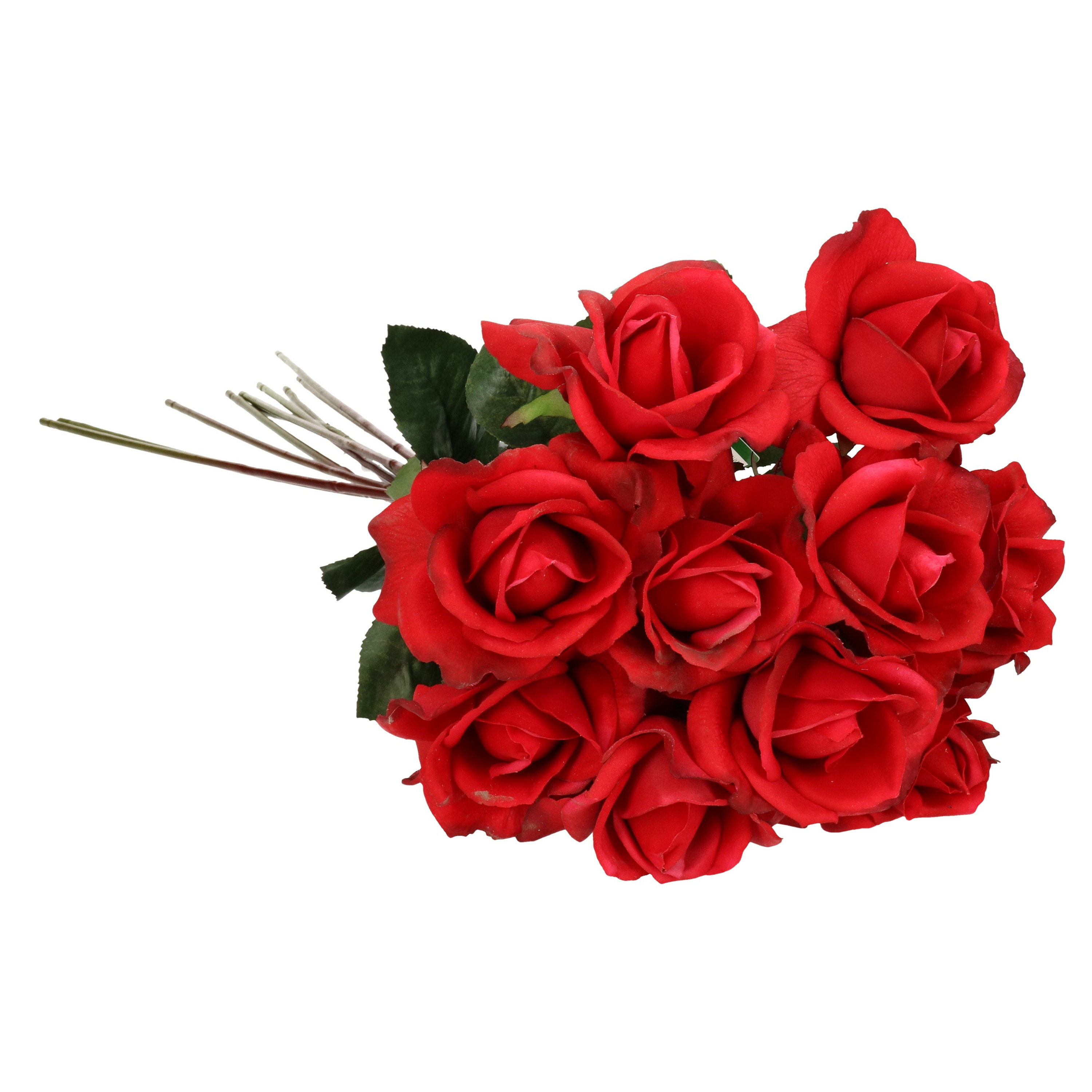 Top Art Kunstbloemen boeket roos Caroline 10x rood 70 cm zijde decoratie bloemen