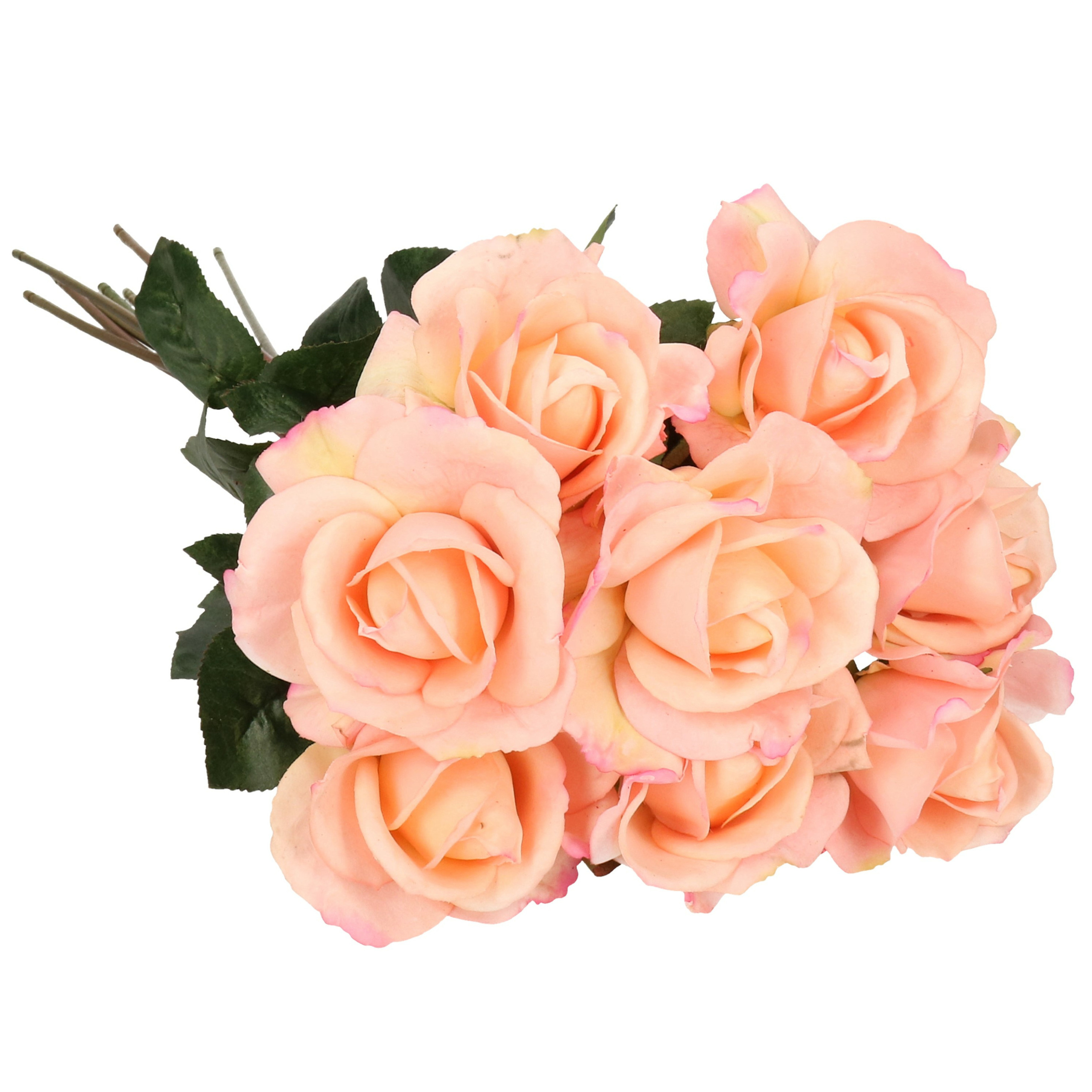 Top Art Kunstbloemen boeket roos Caroline 10x roze 70 cm zijde decoratie bloemen