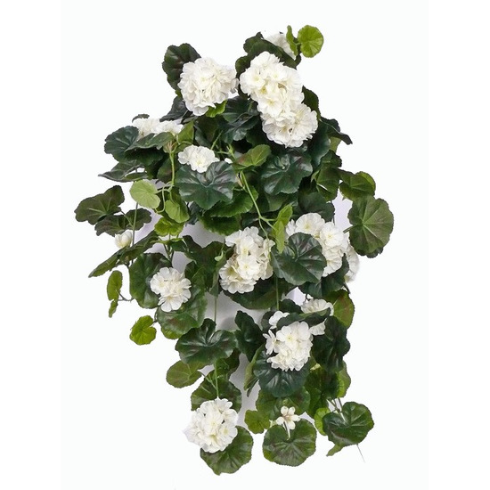 TopArt Kunstplant Witte geranium wit hangplant 70 cm decoratie