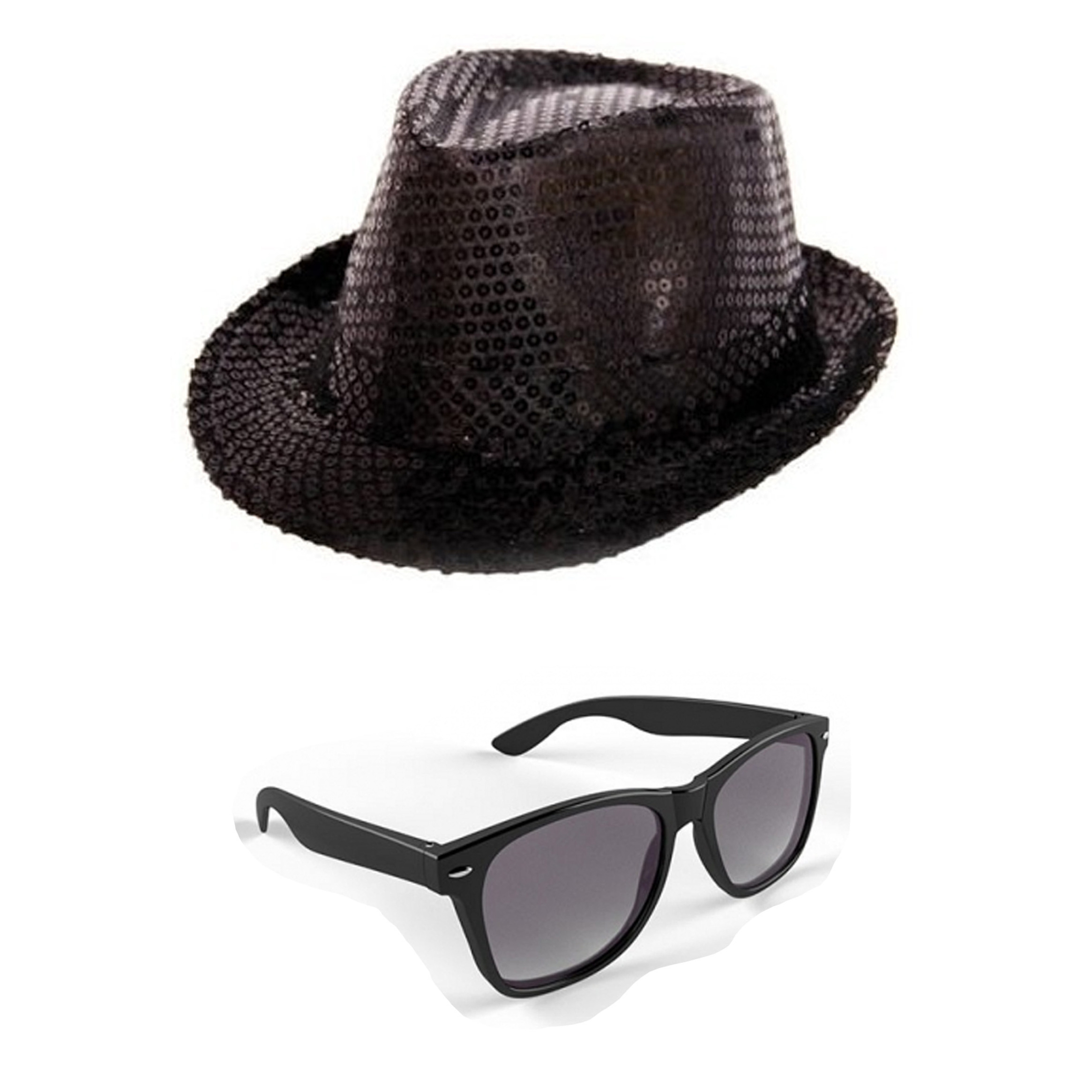 Toppers Carnaval verkleed set glitter hoed en party bril zwart